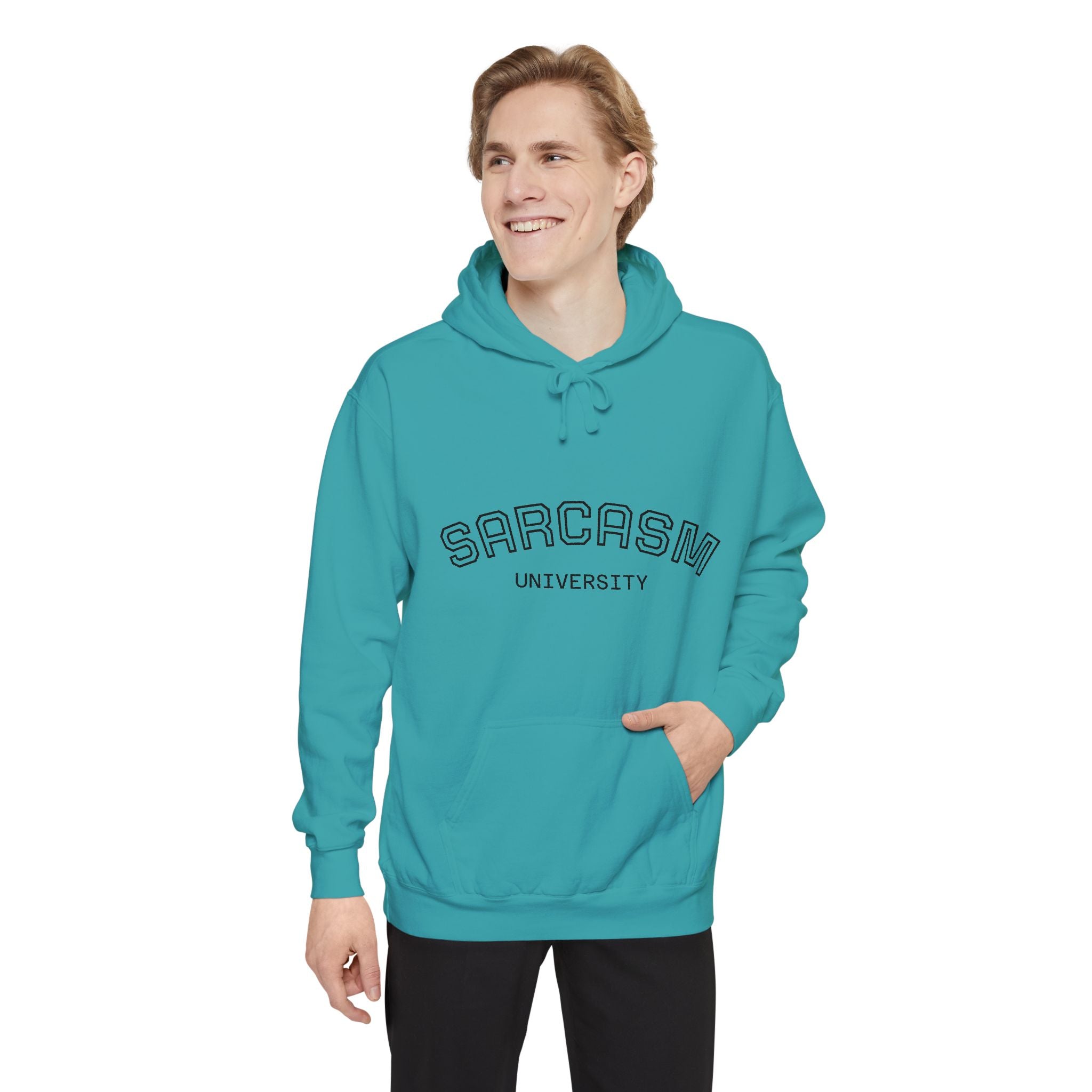 Sarcasm University Hoodie — Funny Collegiate Pullover - Sculpted Heritage