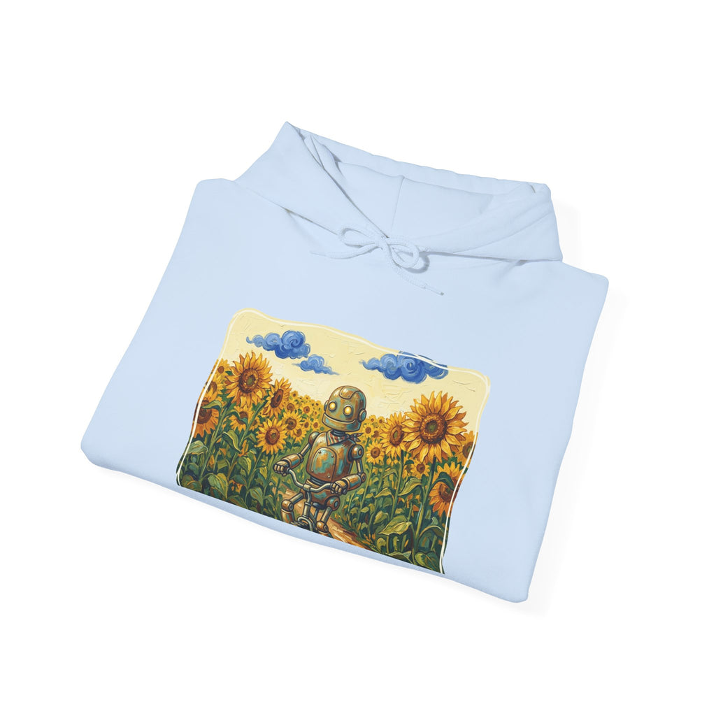 Heritage Hoodie — Vintage Robot in Sunflowers Graphic Sweatshirt - Sculpted Heritage