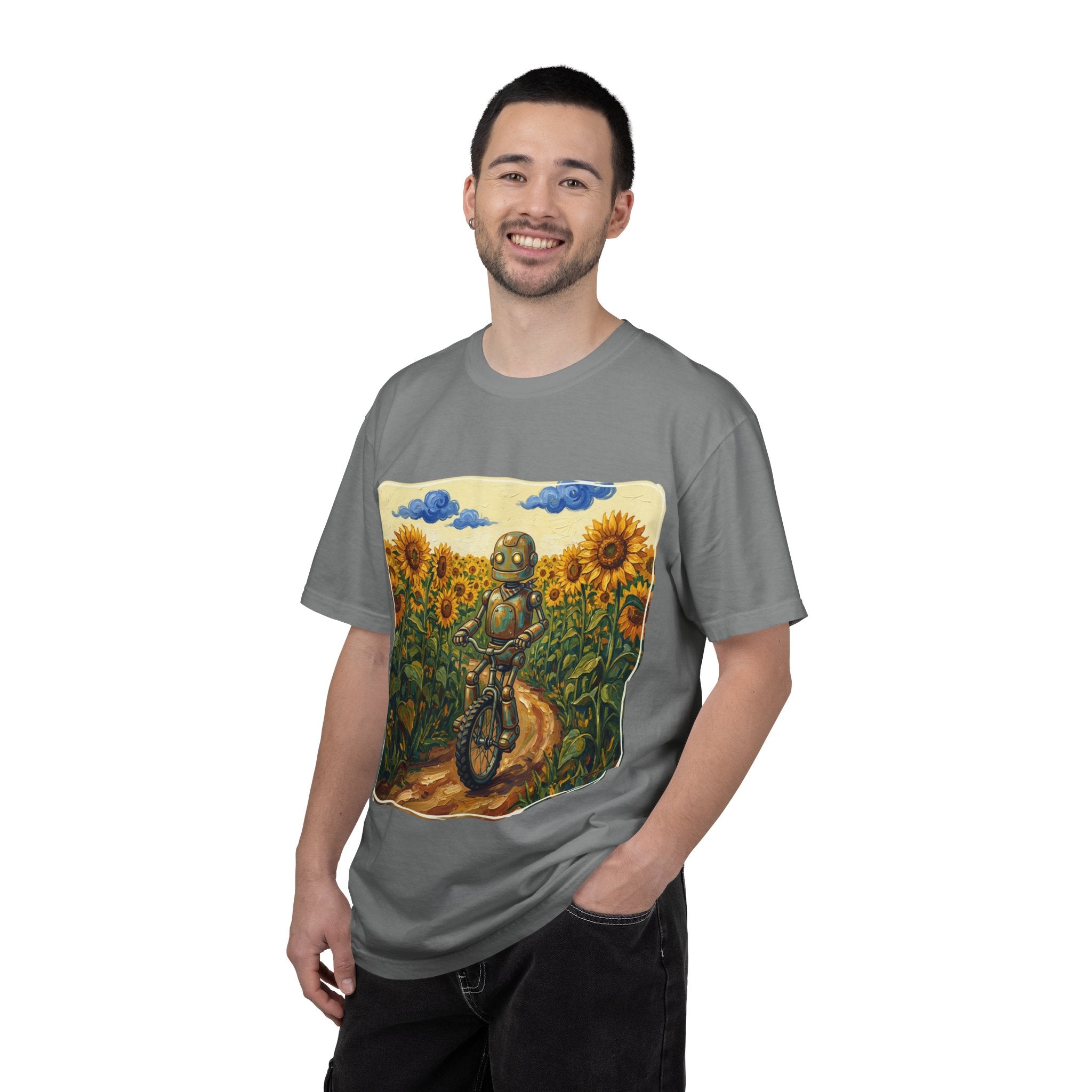 Sunflower Path Robot Biker T-Shirt - Sculpted Heritage