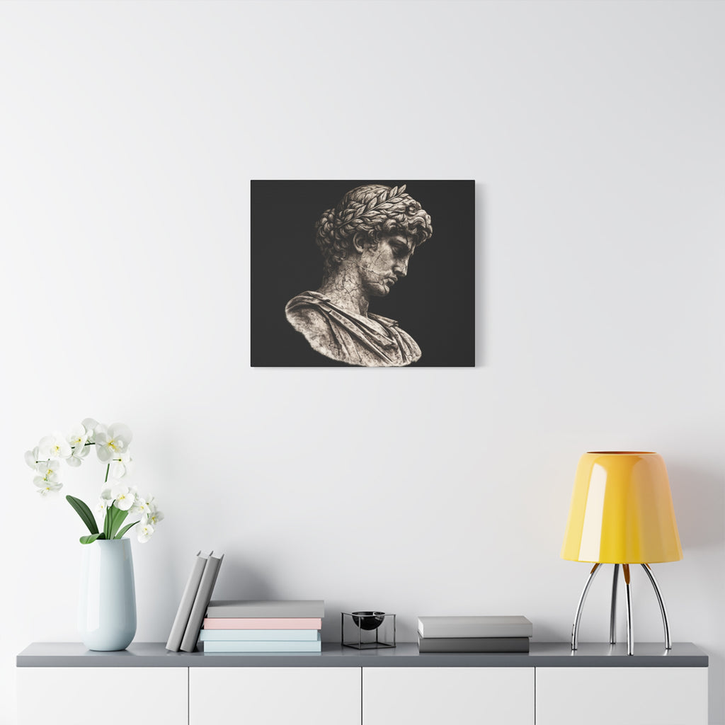 Classical Roman Bust Matte Canvas Wall Art — Stretched Gallery Canvas - Sculpted Heritage