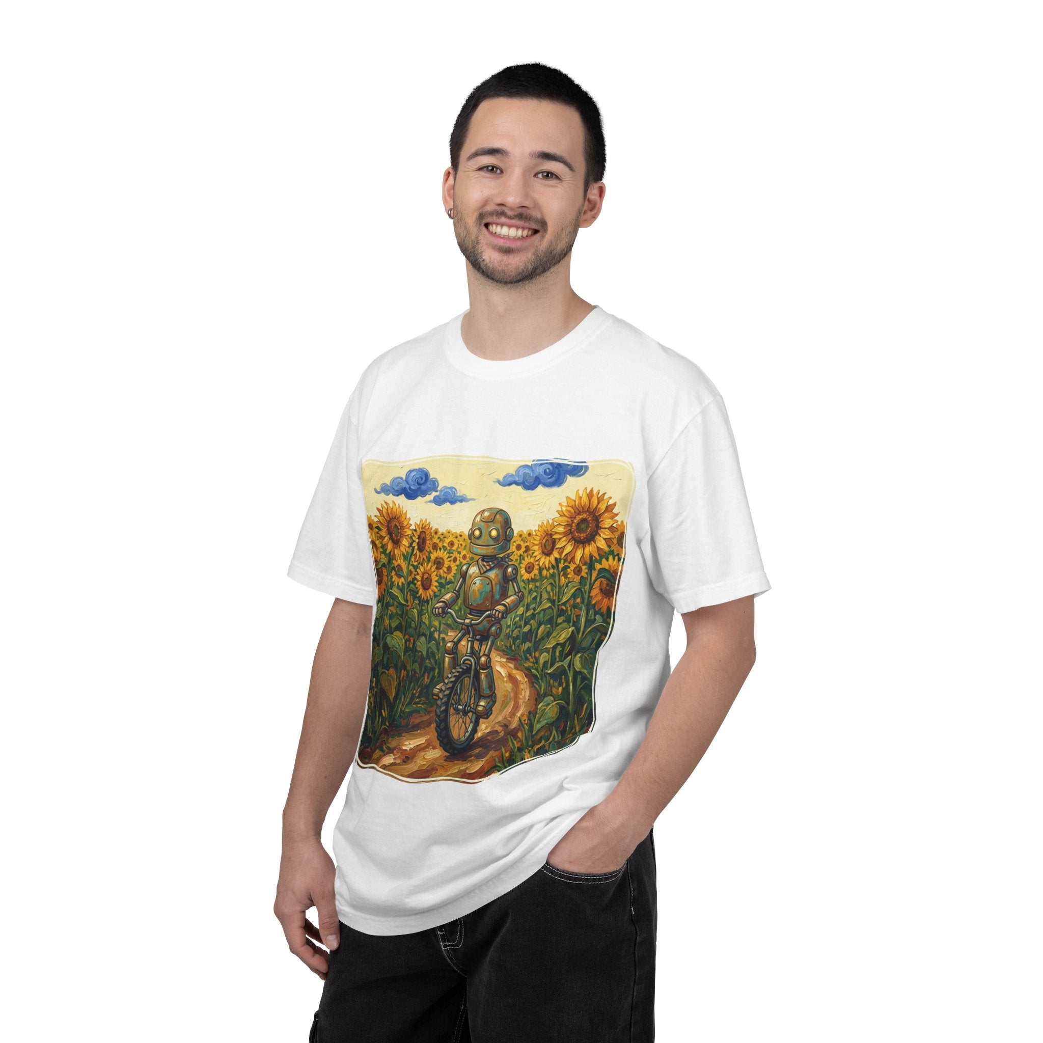 Sunflower Path Robot Biker T-Shirt - Sculpted Heritage