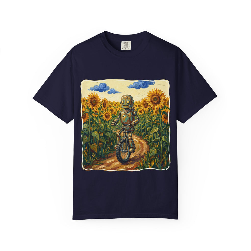 Sunflower Path Robot Biker T-Shirt - Sculpted Heritage