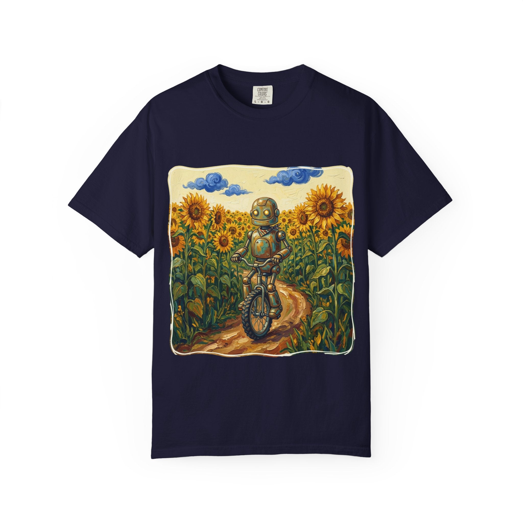 Sunflower Path Robot Biker T-Shirt - Sculpted Heritage