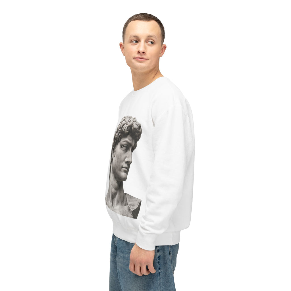 David Bust Crewneck Sweatshirt — Classical Sculpture Graphic Pullover - Sculpted Heritage