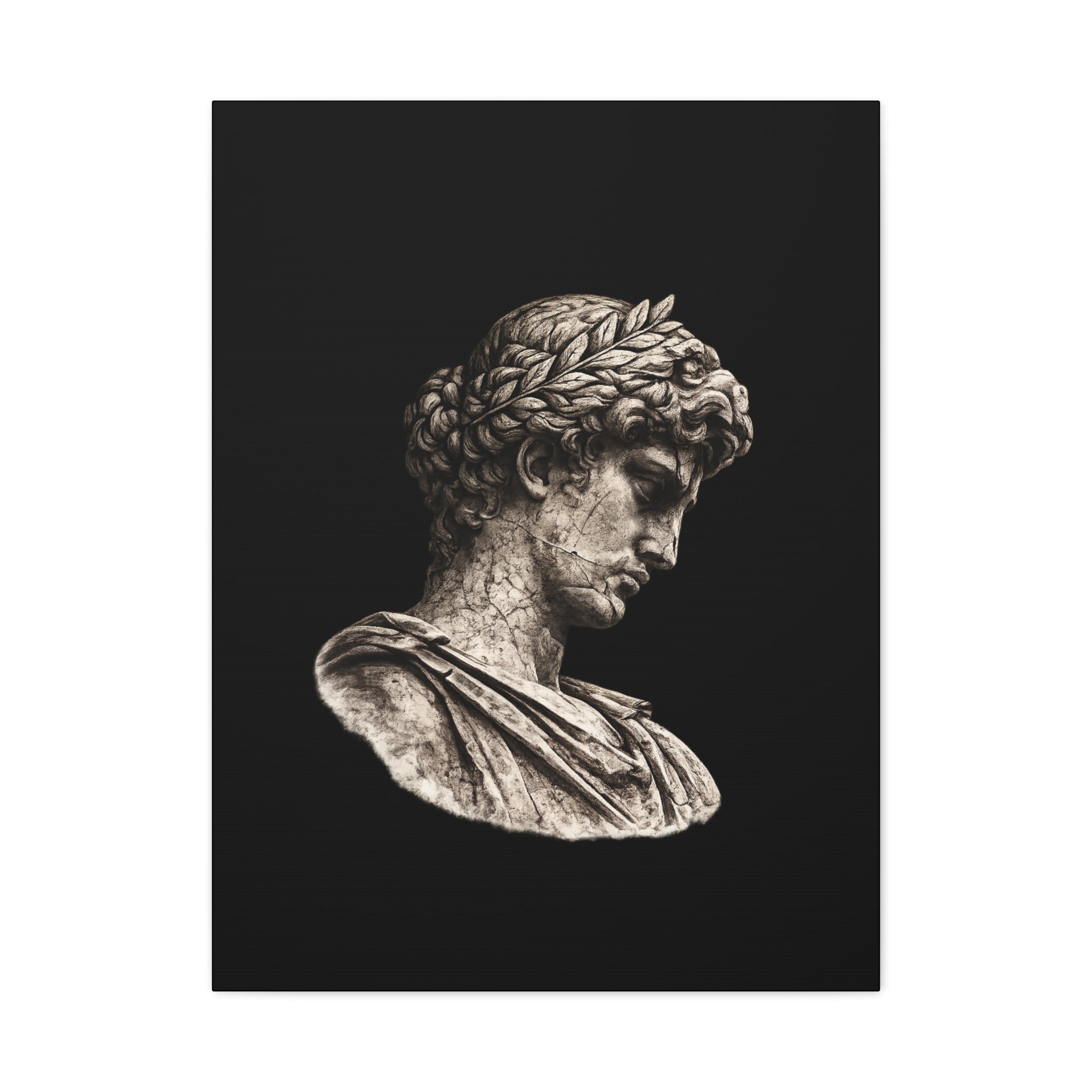 Classical Roman Bust Matte Canvas Wall Art — Stretched Gallery Canvas - Sculpted Heritage