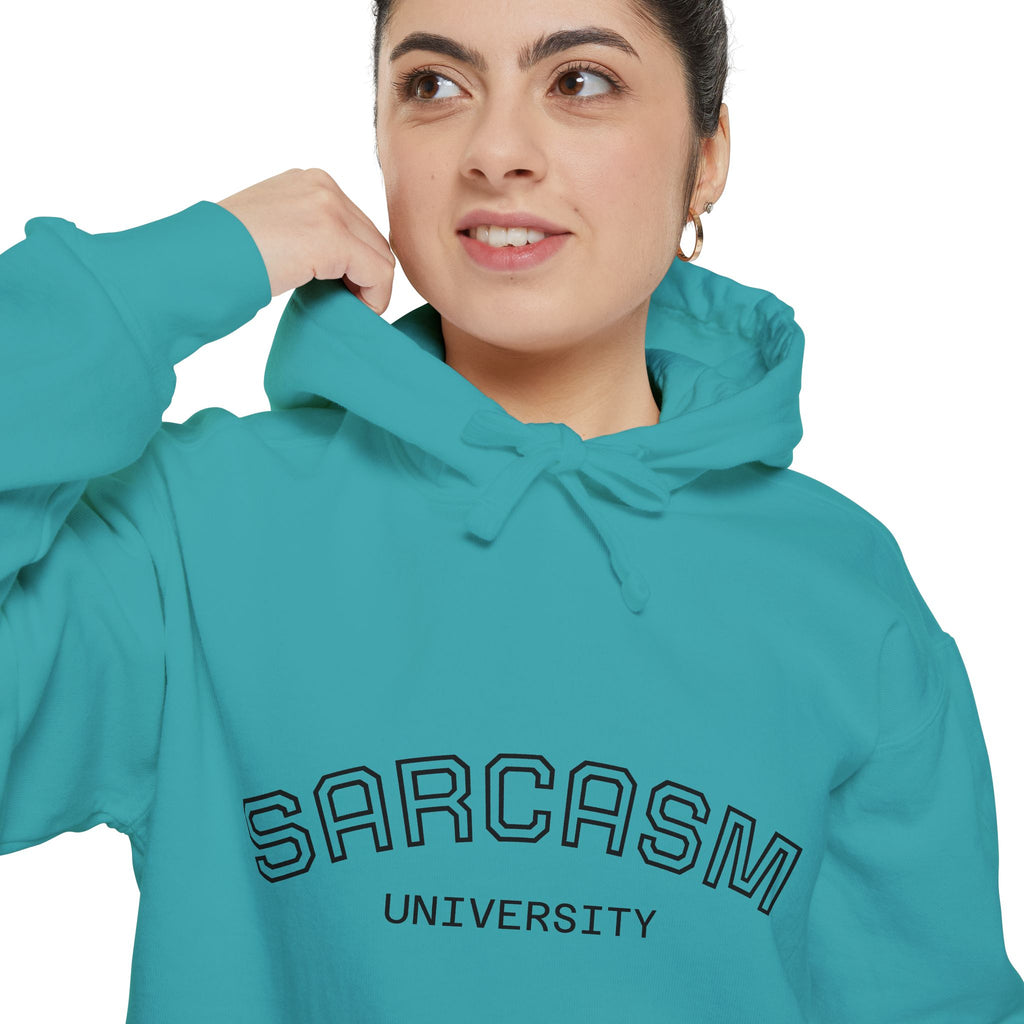 Sarcasm University Hoodie — Funny Collegiate Pullover - Sculpted Heritage