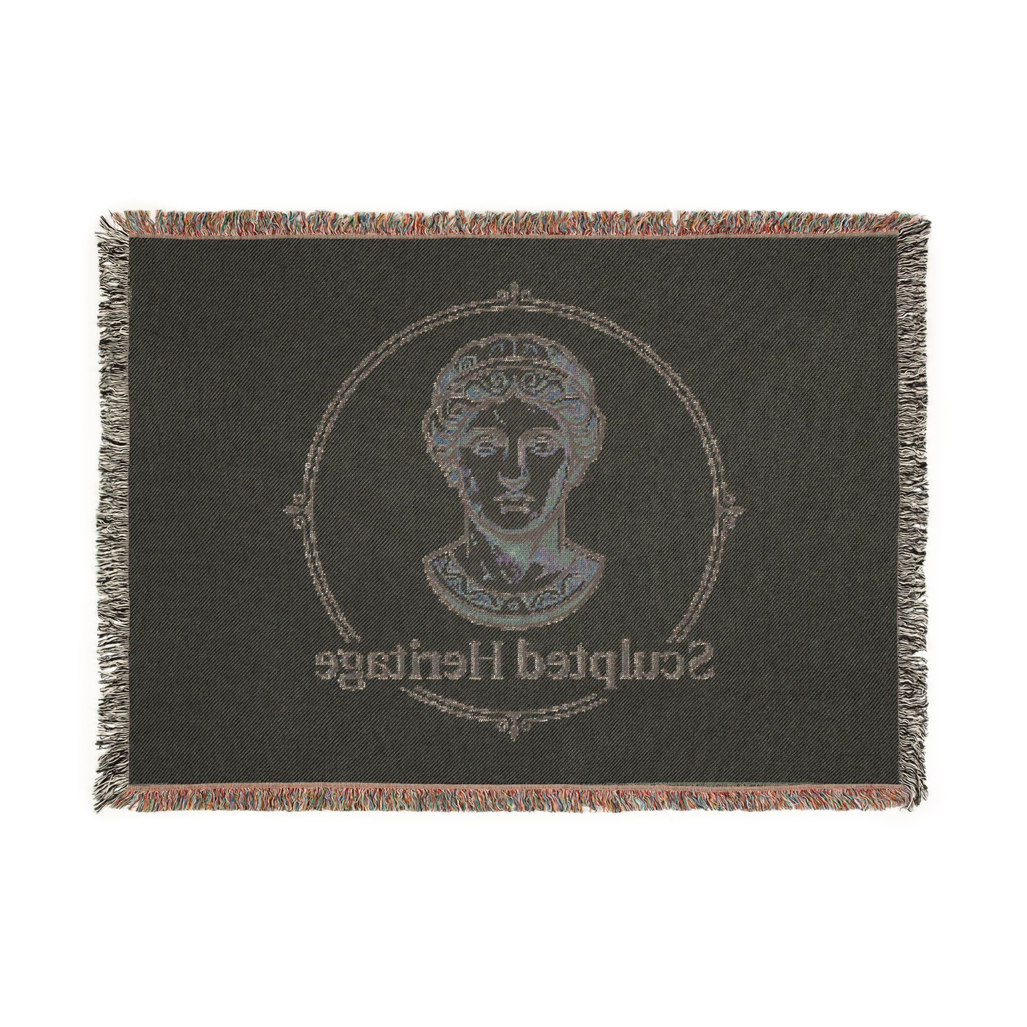 Sculpted Heritage Woven Blanket — Classical Bust Throw Blanket - Sculpted Heritage
