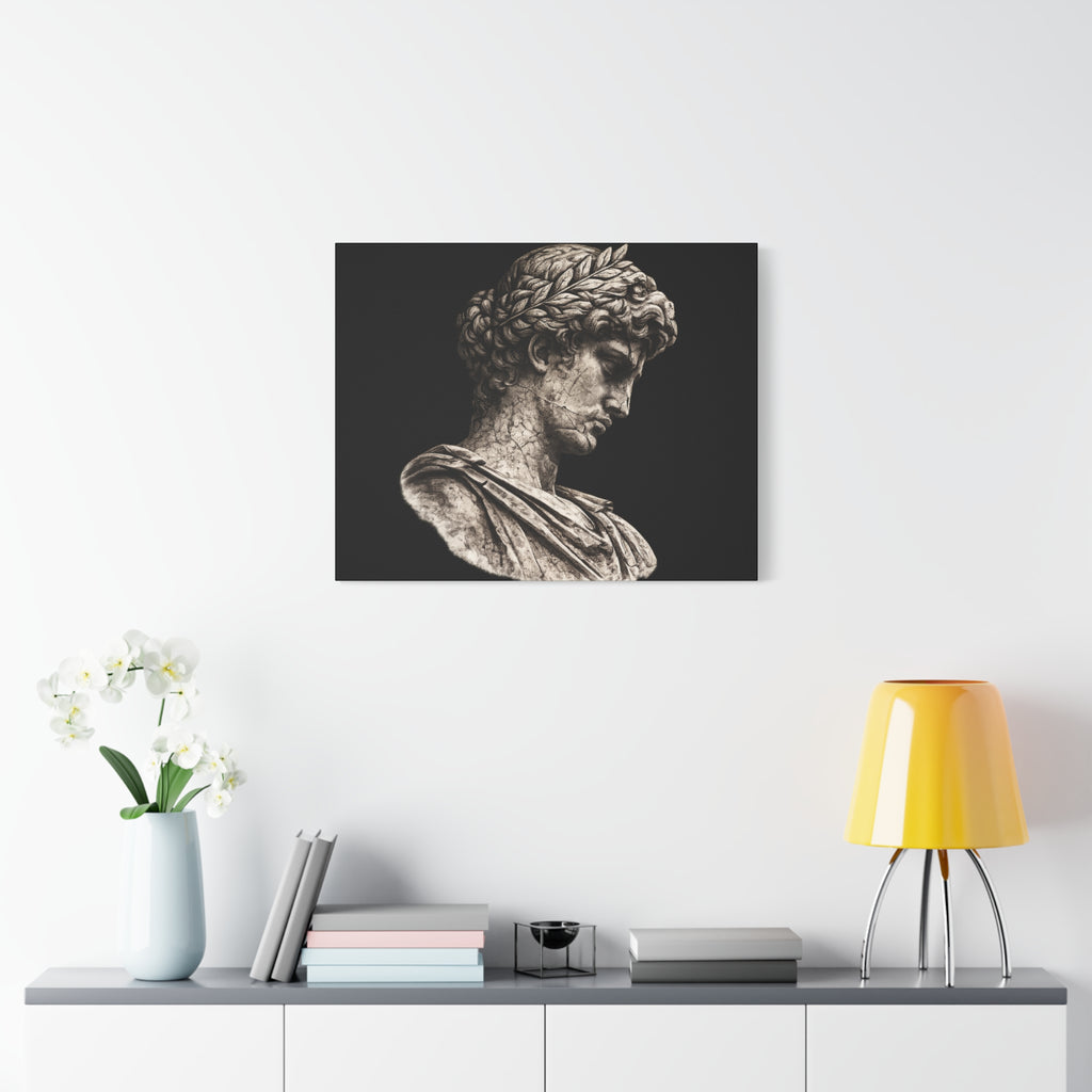 Classical Roman Bust Matte Canvas Wall Art — Stretched Gallery Canvas - Sculpted Heritage