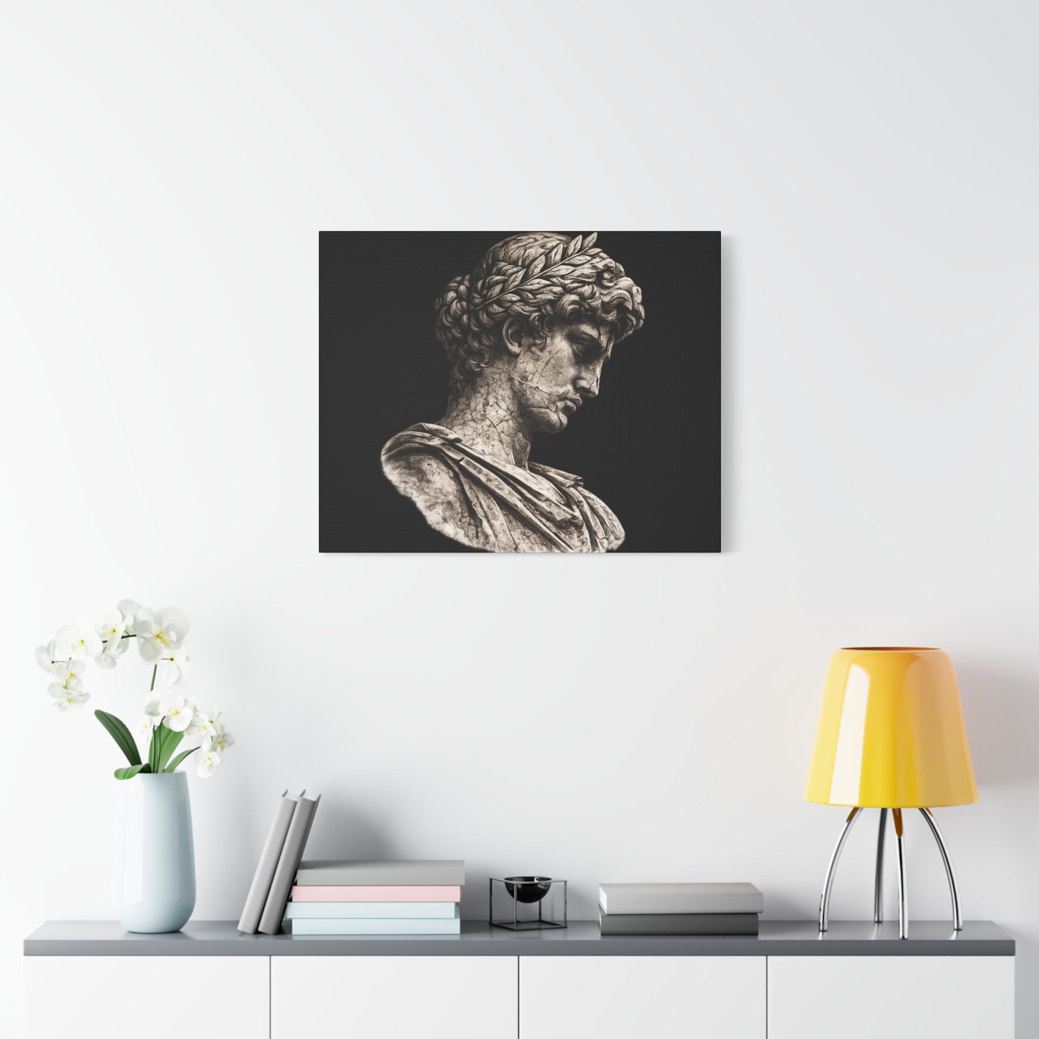 Classical Roman Bust Matte Canvas Wall Art — Stretched Gallery Canvas - Sculpted Heritage