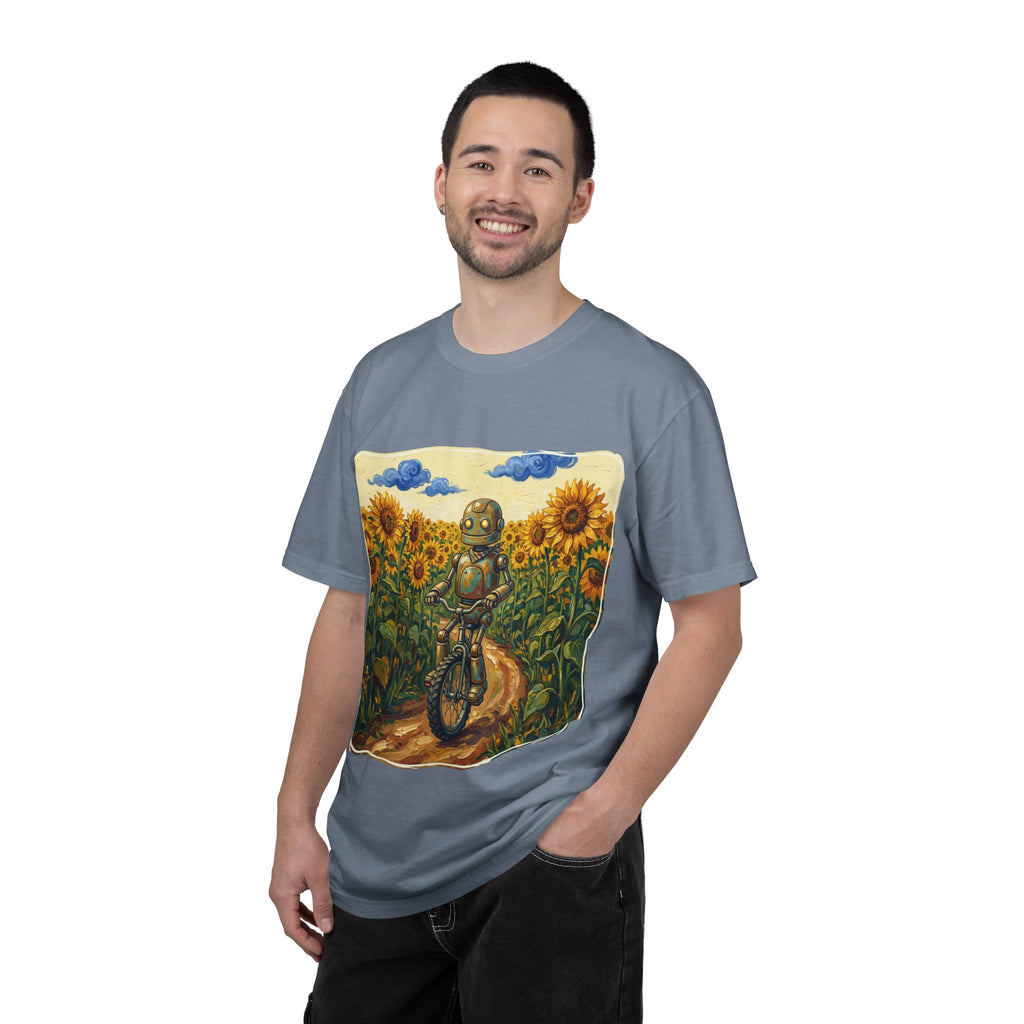 Sunflower Path Robot Biker T-Shirt - Sculpted Heritage