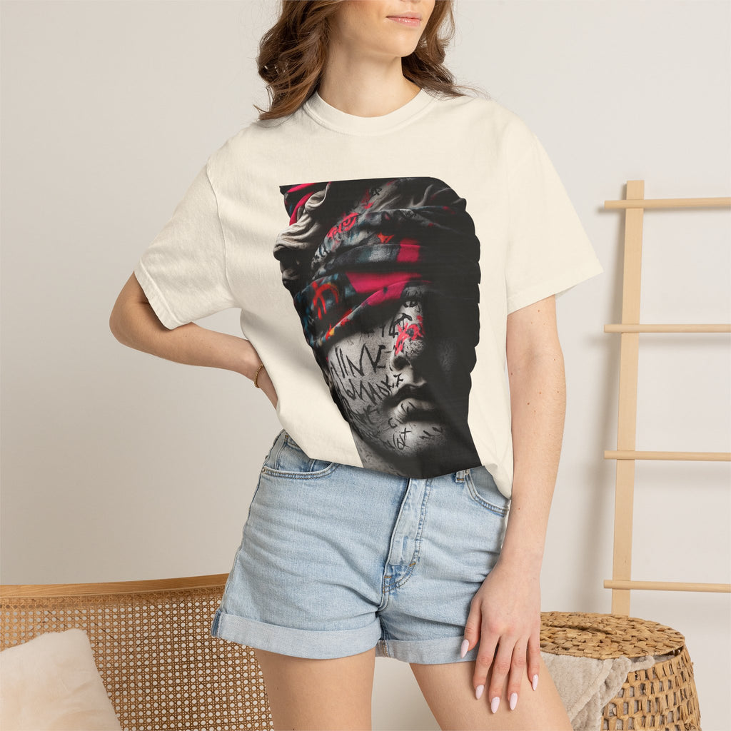 Sculpted Heritage T-Shirt — Street Art Blindfolded Bust Design - Sculpted Heritage