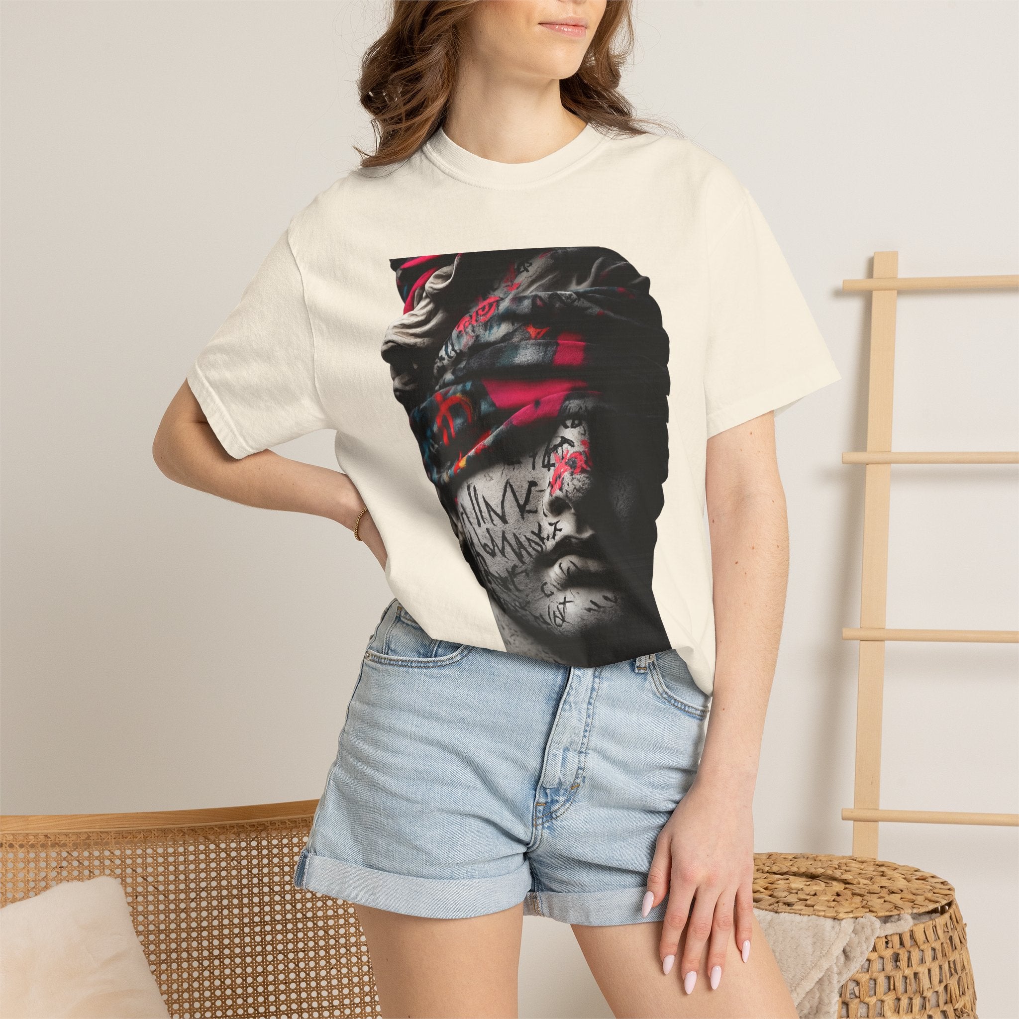 Sculpted Heritage T-Shirt — Street Art Blindfolded Bust Design - Sculpted Heritage