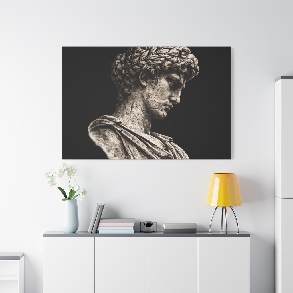 Classical Roman Bust Matte Canvas Wall Art — Stretched Gallery Canvas - Sculpted Heritage