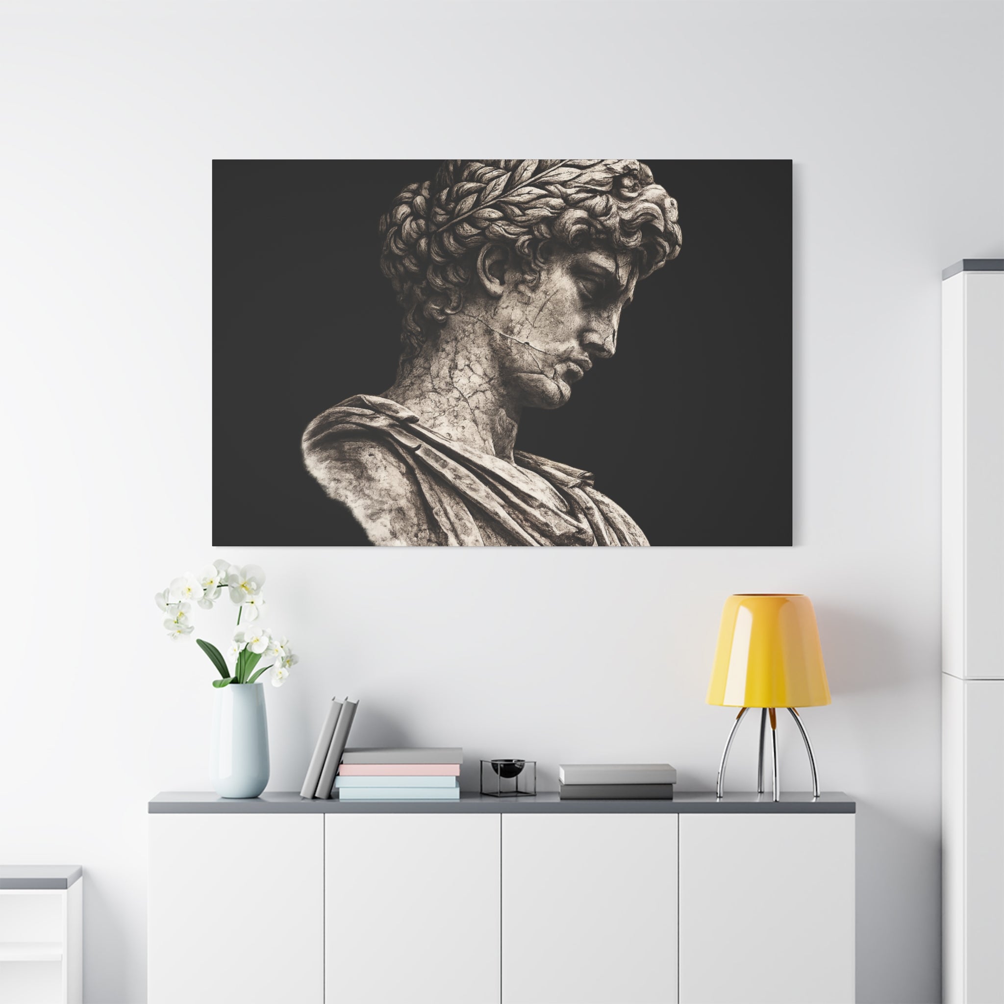 Classical Roman Bust Matte Canvas Wall Art — Stretched Gallery Canvas - Sculpted Heritage