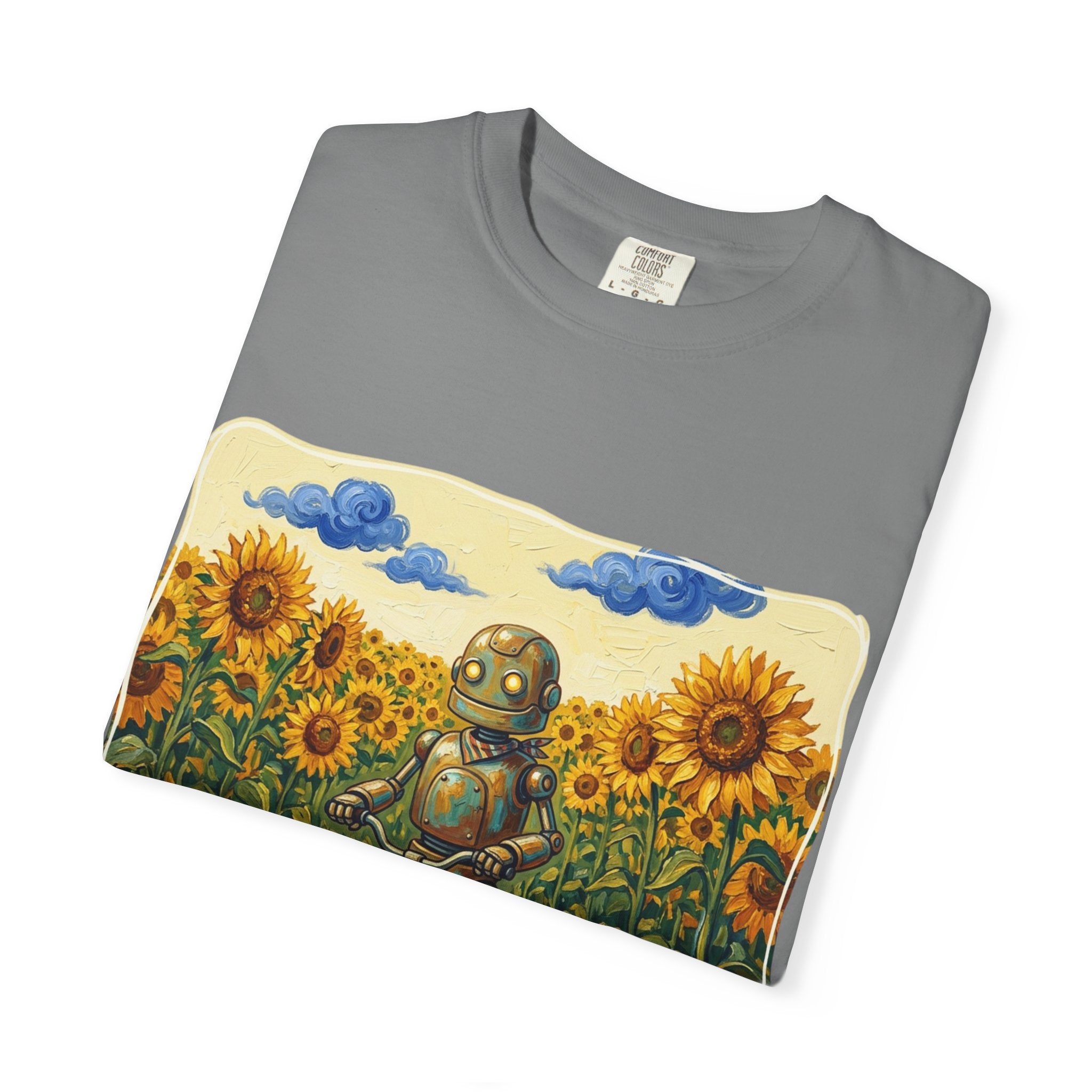 Sunflower Path Robot Biker T-Shirt - Sculpted Heritage