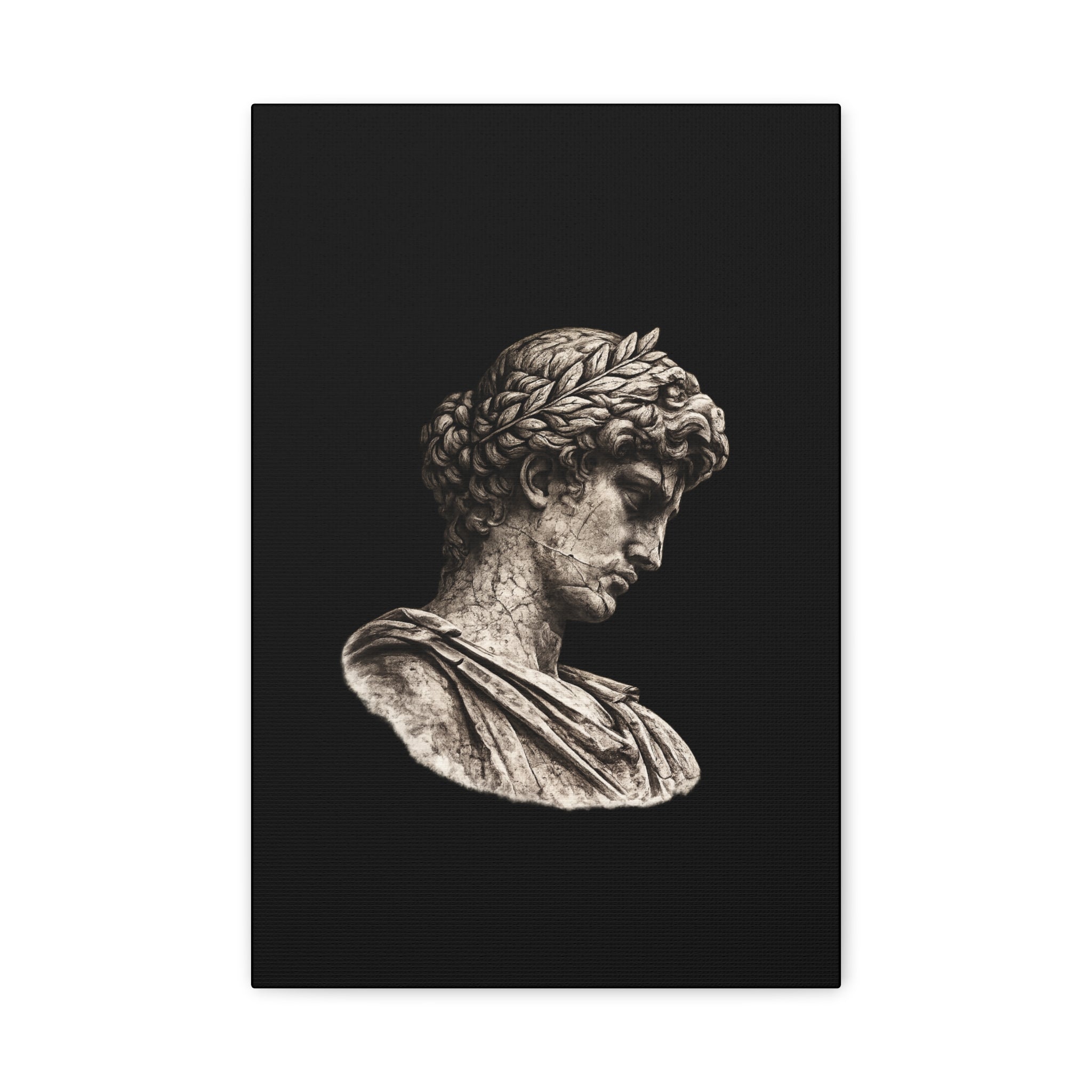 Classical Roman Bust Matte Canvas Wall Art — Stretched Gallery Canvas - Sculpted Heritage