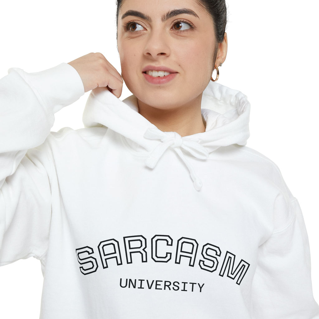Sarcasm University Hoodie — Funny Collegiate Pullover - Sculpted Heritage
