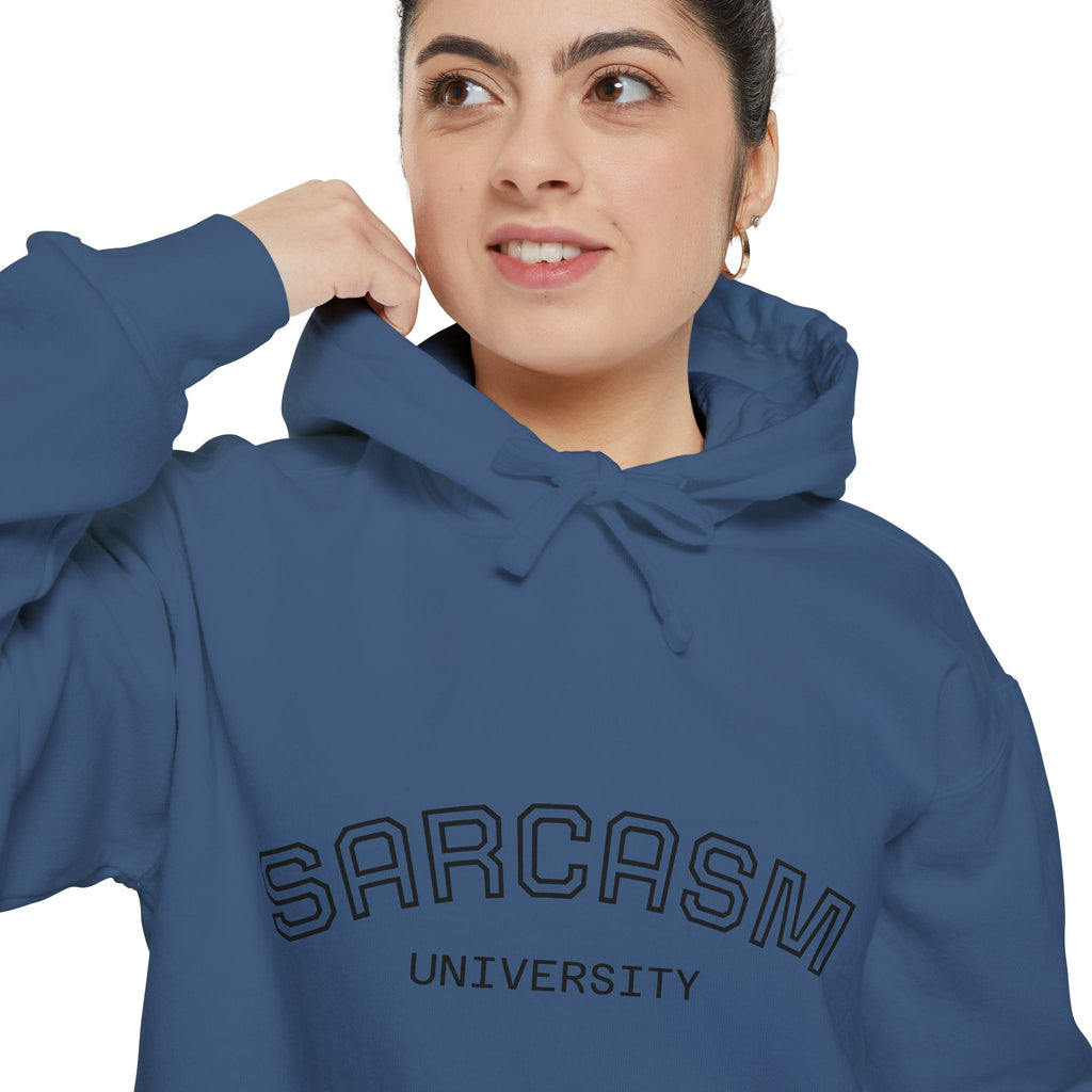Sarcasm University Hoodie — Funny Collegiate Pullover - Sculpted Heritage
