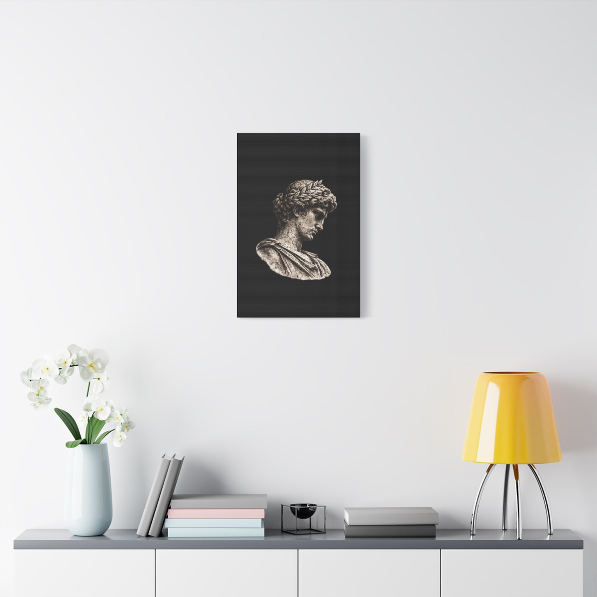 Classical Roman Bust Matte Canvas Wall Art — Stretched Gallery Canvas - Sculpted Heritage