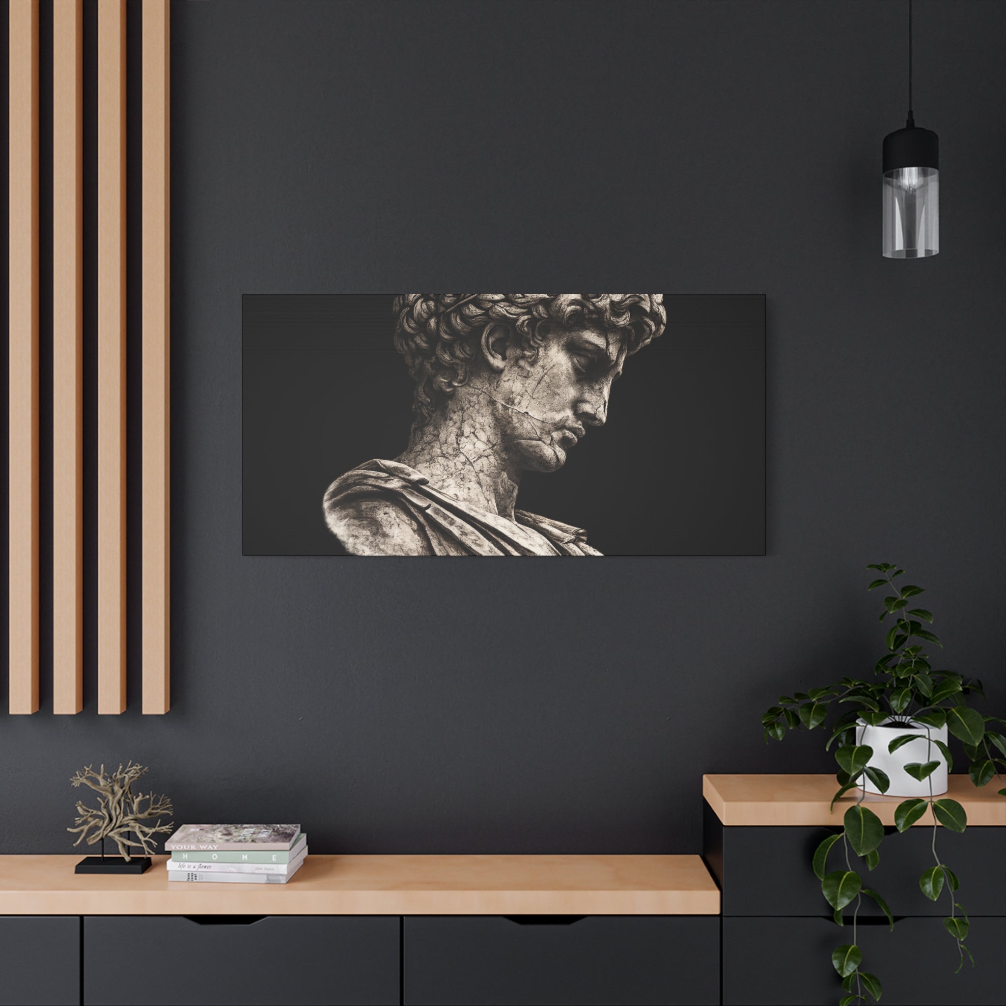 Classical Roman Bust Matte Canvas Wall Art — Stretched Gallery Canvas - Sculpted Heritage