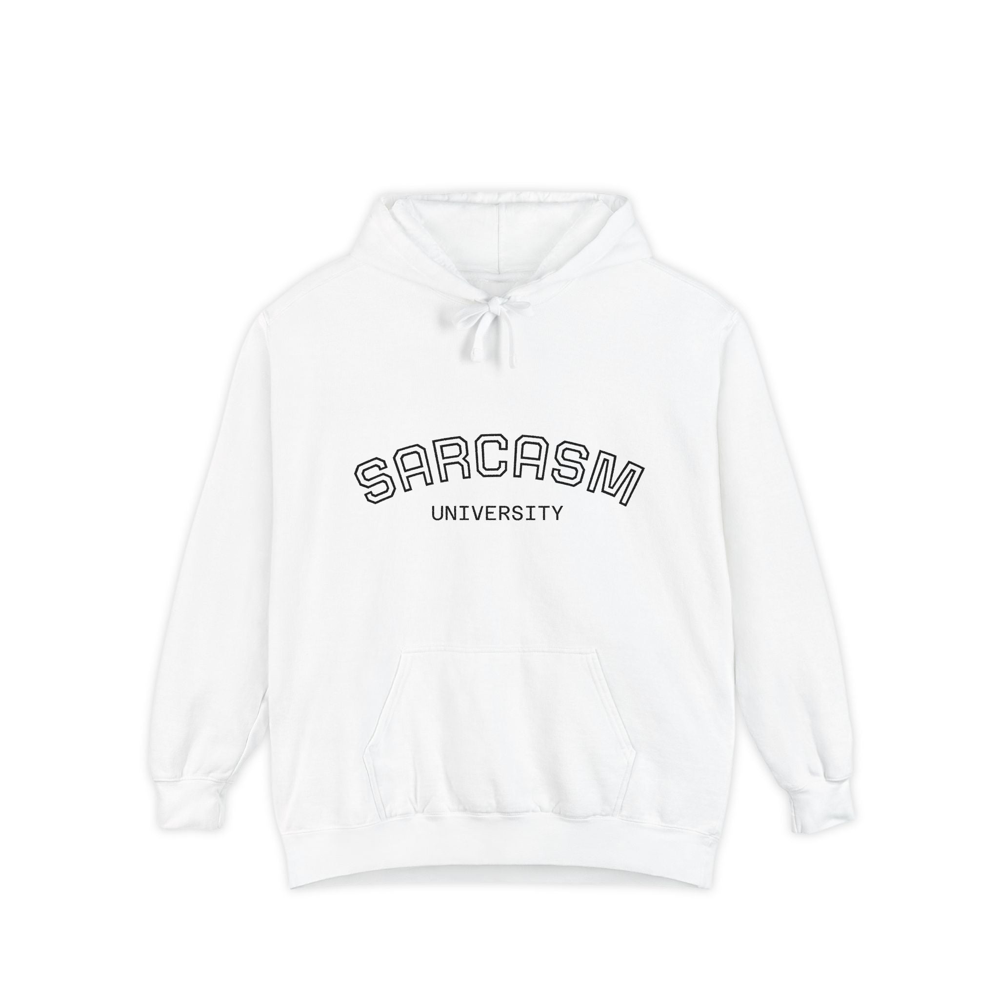 Sarcasm University Hoodie — Funny Collegiate Pullover - Sculpted Heritage