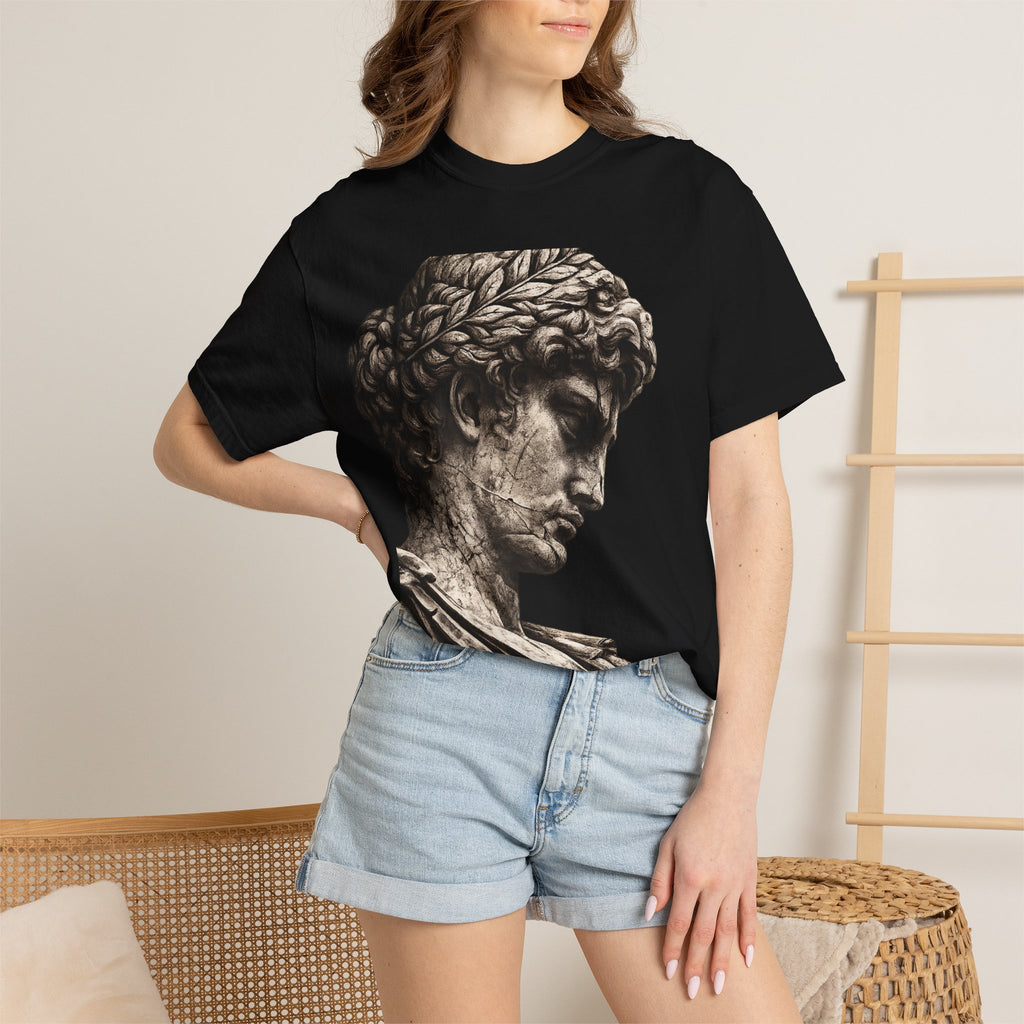 Classical Sculpture Profile T-Shirt — Vintage David Bust Graphic - Sculpted Heritage