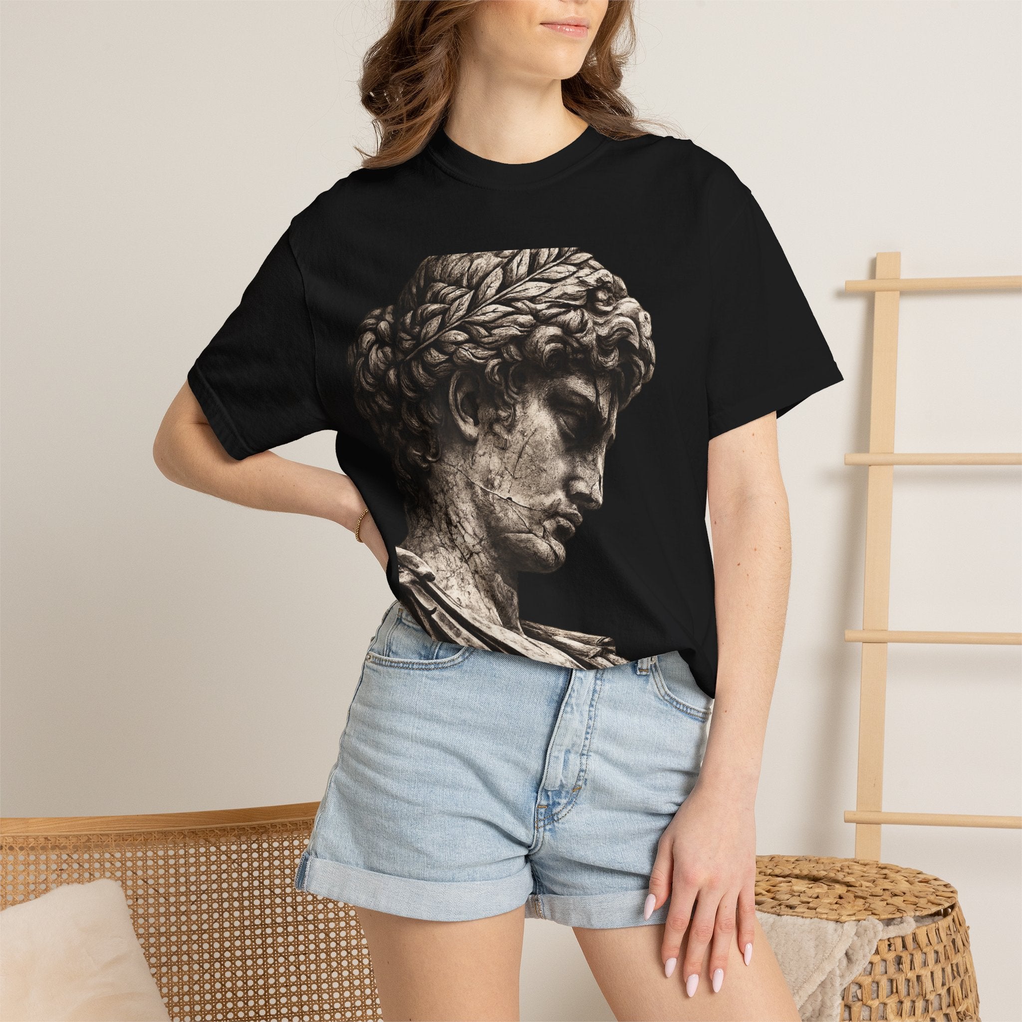 Classical Sculpture Profile T-Shirt — Vintage David Bust Graphic - Sculpted Heritage