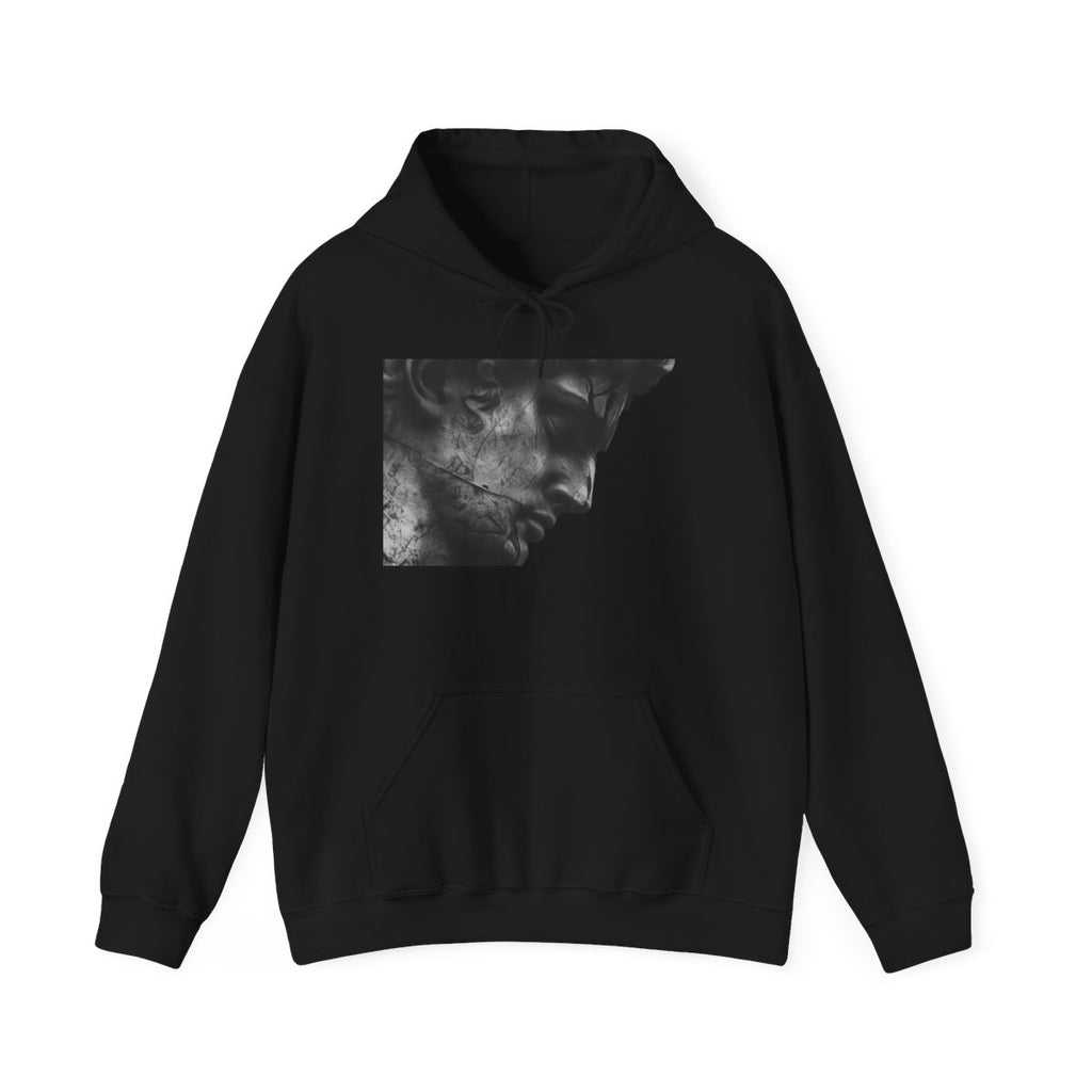 Copy of Classical Sculpture Portrait Hoodie - Moody Black & White Statue Print - Sculpted Heritage