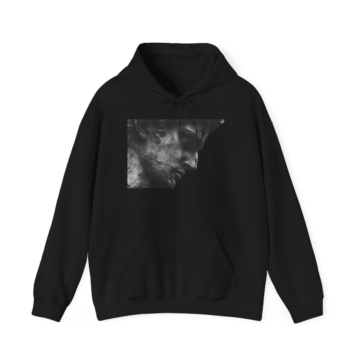 Copy of Classical Sculpture Portrait Hoodie - Moody Black & White Statue Print - Sculpted Heritage