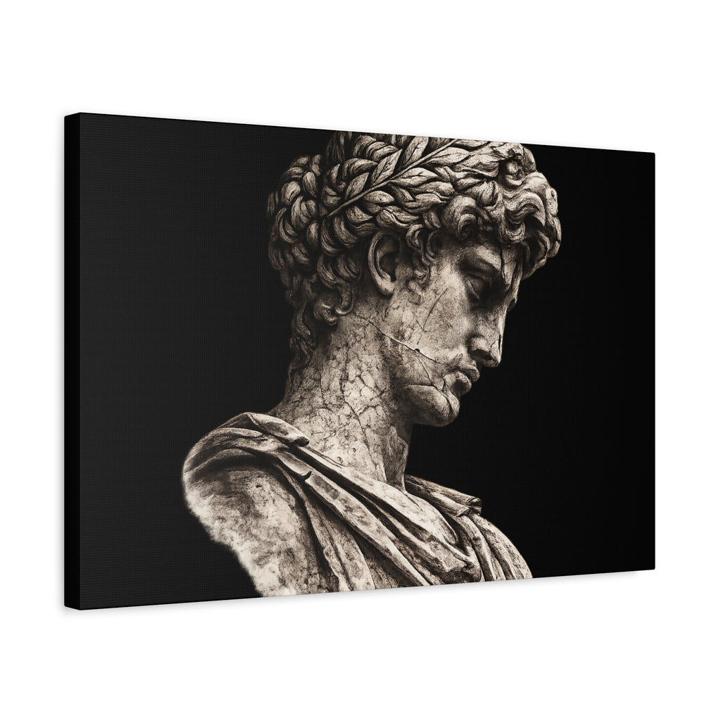 Classical Roman Bust Matte Canvas Wall Art — Stretched Gallery Canvas - Sculpted Heritage
