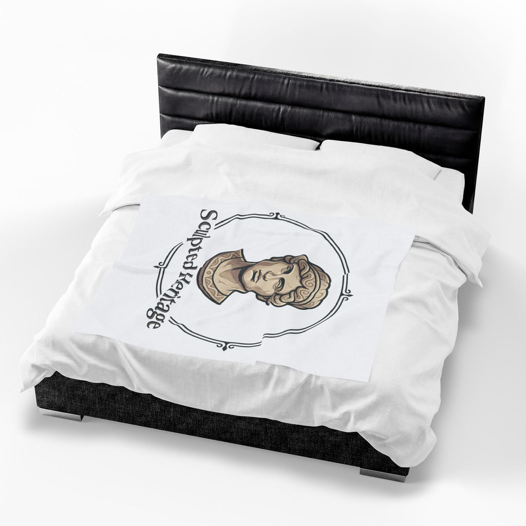 Velveteen Plush Blanket — Sculpted Heritage Roman Bust Throw - Sculpted Heritage
