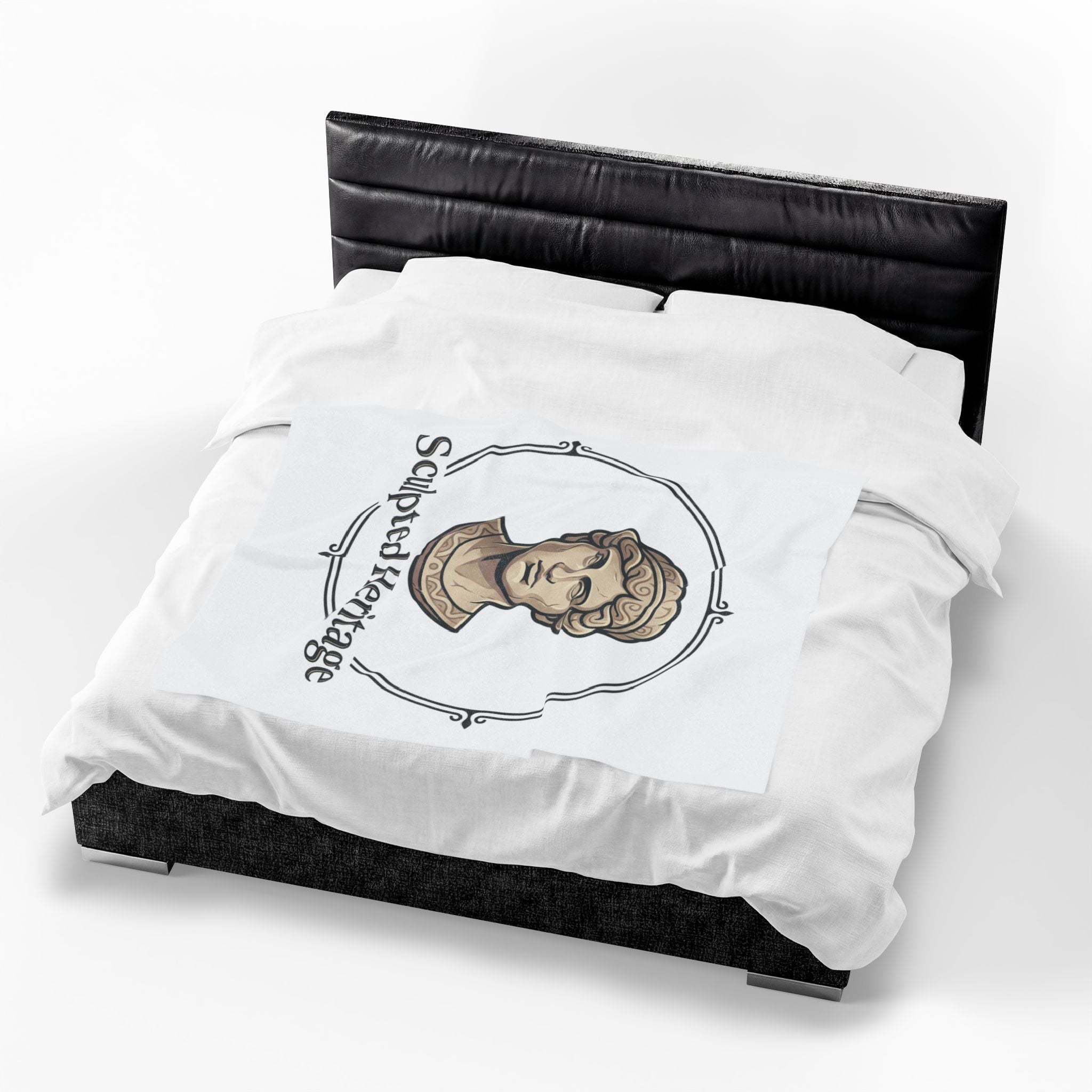 Velveteen Plush Blanket — Sculpted Heritage Roman Bust Throw - Sculpted Heritage
