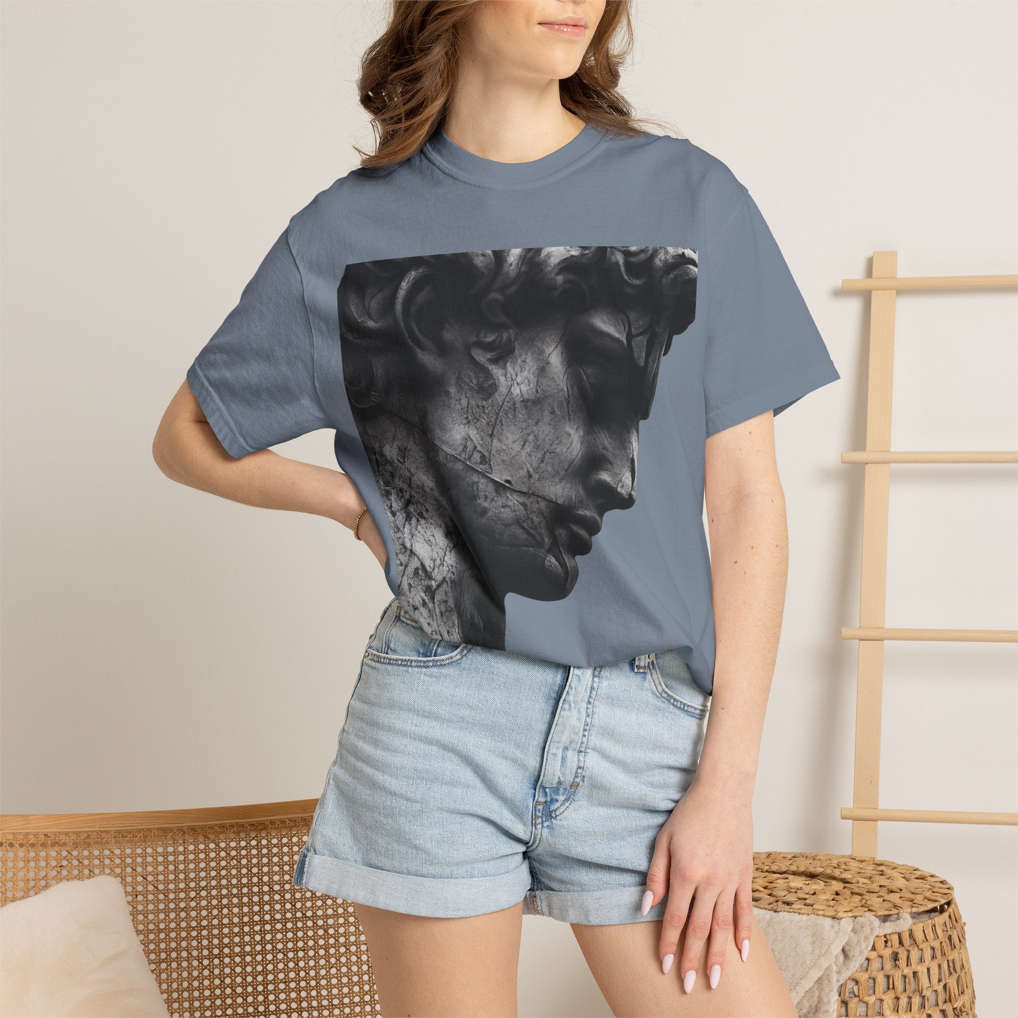 Classical Sculpture Profile T-Shirt — Vintage Monochrome Art Tee - Sculpted Heritage