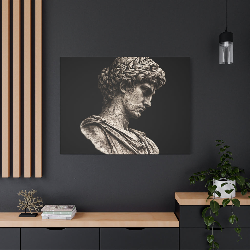 Classical Roman Bust Matte Canvas Wall Art — Stretched Gallery Canvas - Sculpted Heritage