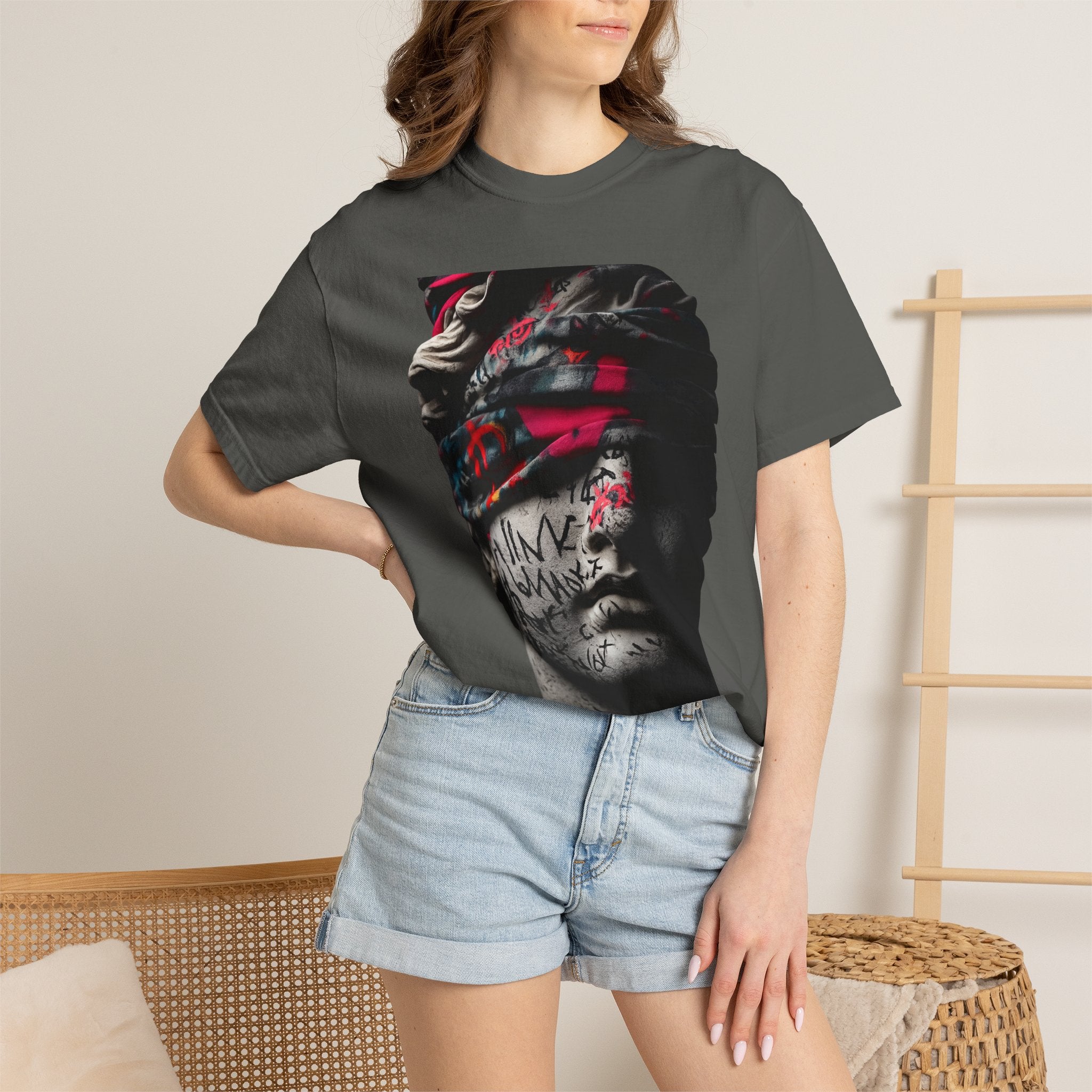 Sculpted Heritage T-Shirt — Street Art Blindfolded Bust Design - Sculpted Heritage