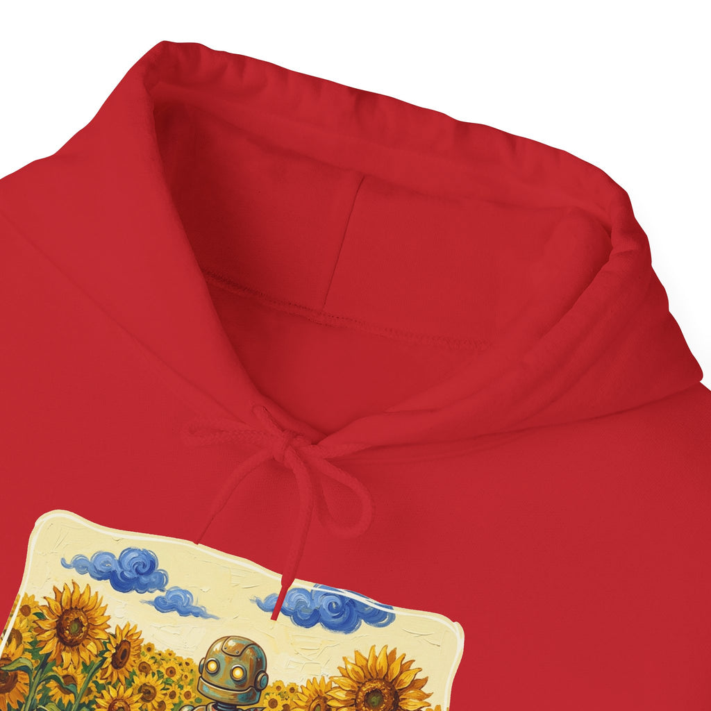 Heritage Hoodie — Vintage Robot in Sunflowers Graphic Sweatshirt - Sculpted Heritage