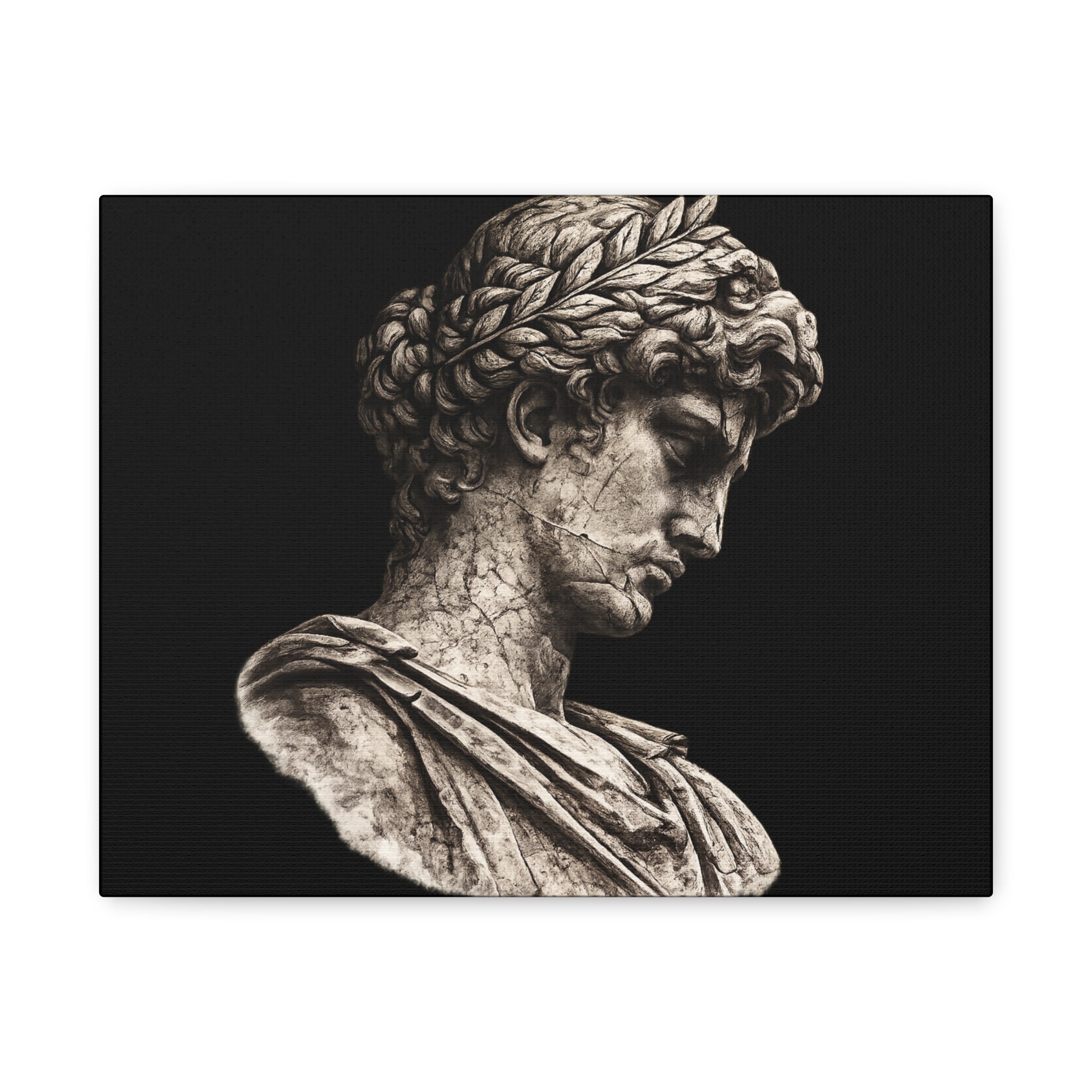 Classical Roman Bust Matte Canvas Wall Art — Stretched Gallery Canvas - Sculpted Heritage