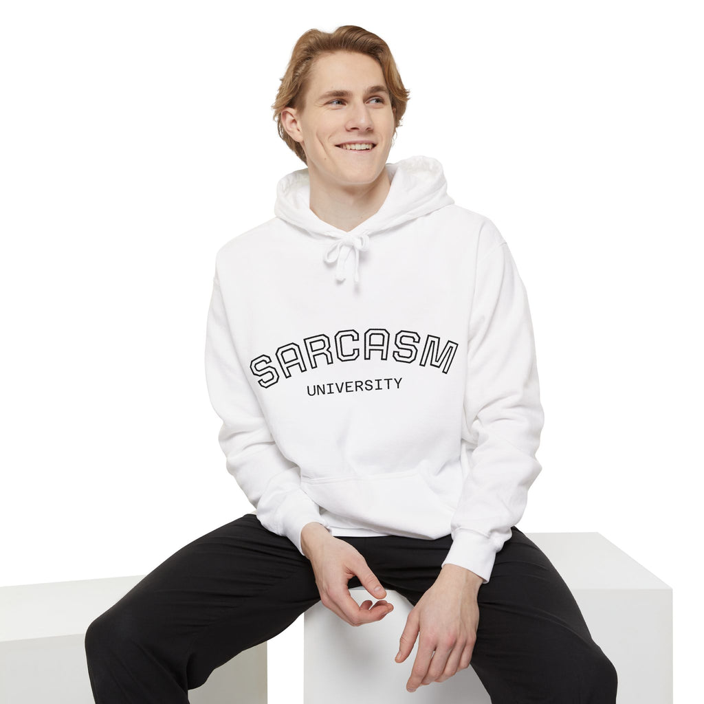 Sarcasm University Hoodie — Funny Collegiate Pullover - Sculpted Heritage