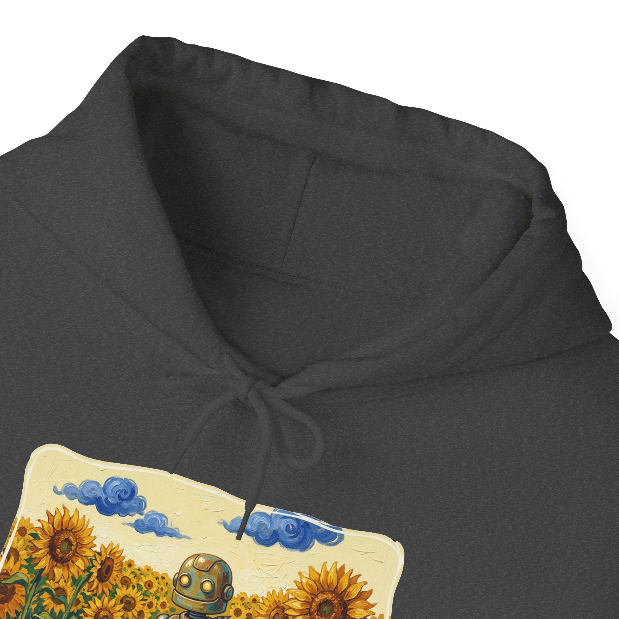 Heritage Hoodie — Vintage Robot in Sunflowers Graphic Sweatshirt - Sculpted Heritage