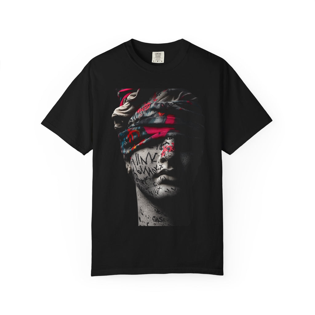 Sculpted Heritage T-Shirt — Street Art Blindfolded Bust Design - Sculpted Heritage