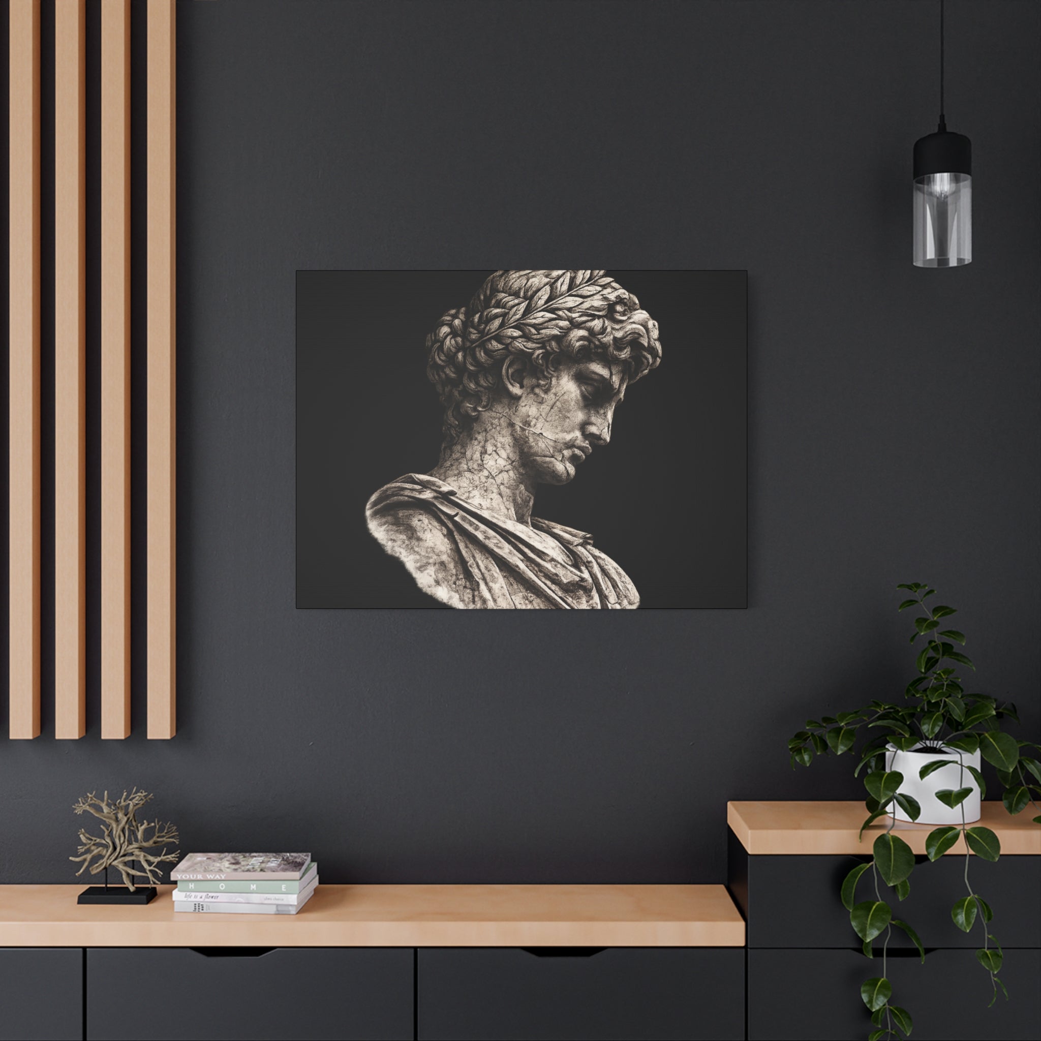 Classical Roman Bust Matte Canvas Wall Art — Stretched Gallery Canvas - Sculpted Heritage