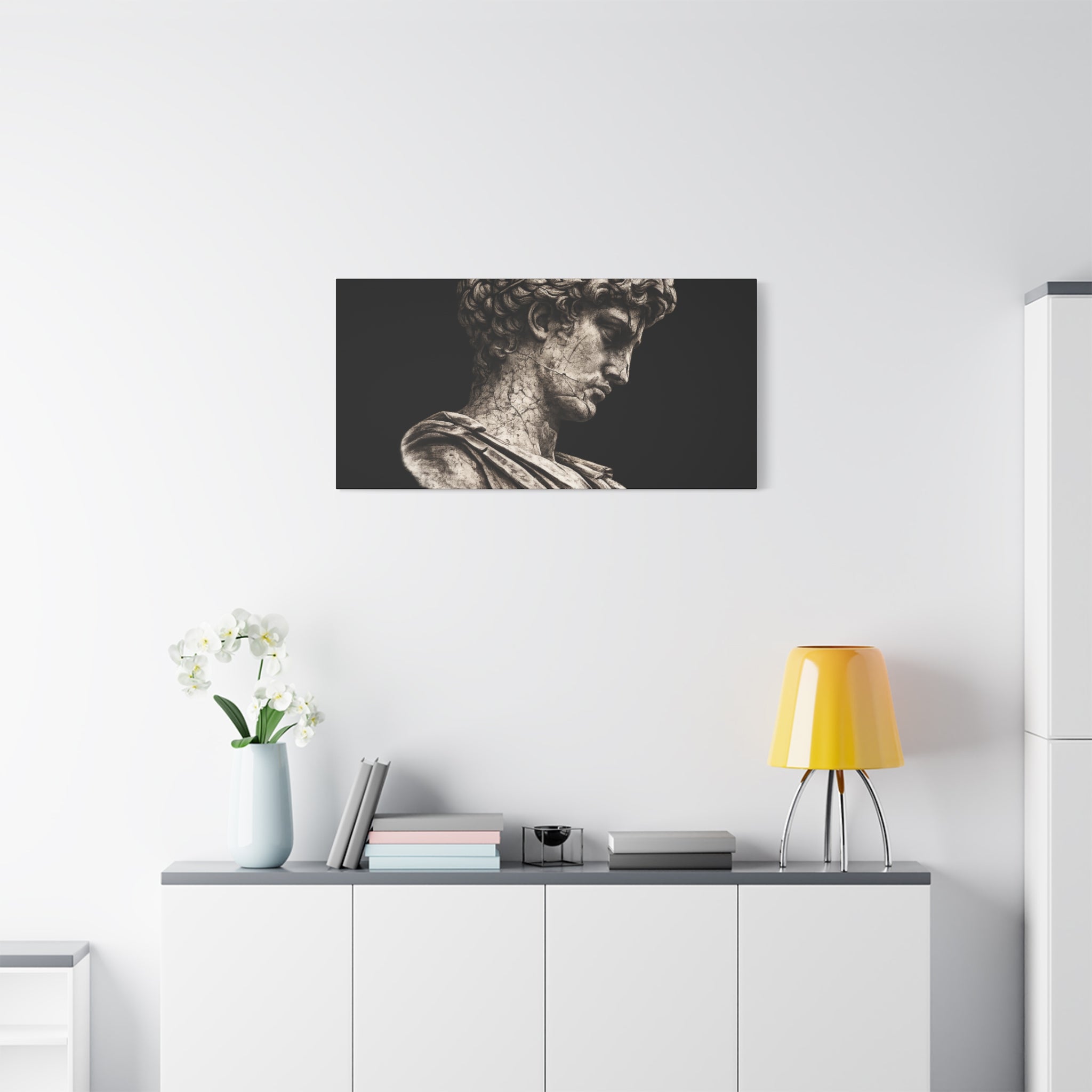 Classical Roman Bust Matte Canvas Wall Art — Stretched Gallery Canvas - Sculpted Heritage