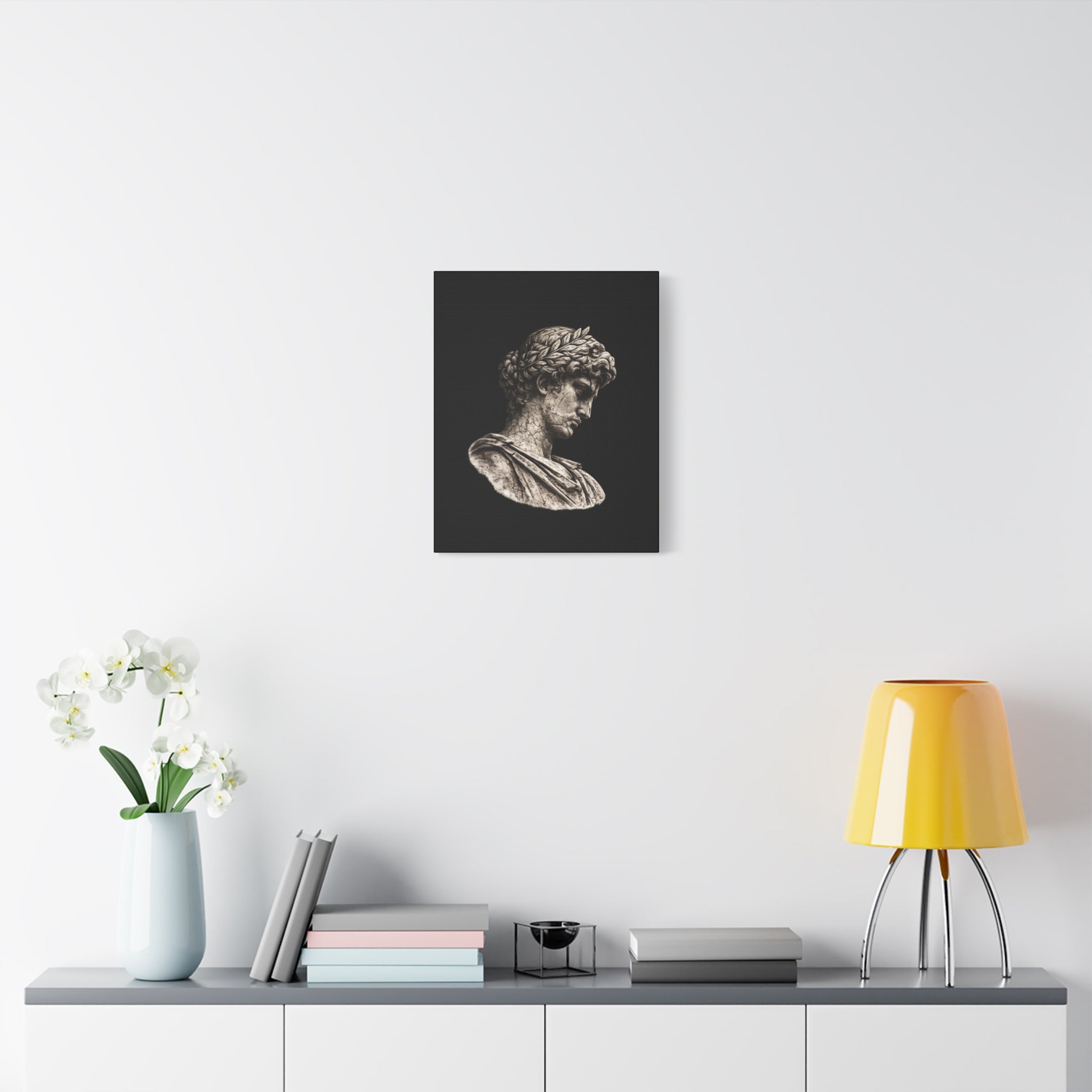 Classical Roman Bust Matte Canvas Wall Art — Stretched Gallery Canvas - Sculpted Heritage