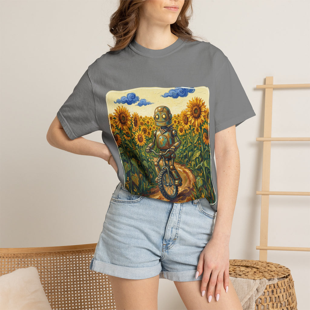 Sunflower Path Robot Biker T-Shirt - Sculpted Heritage