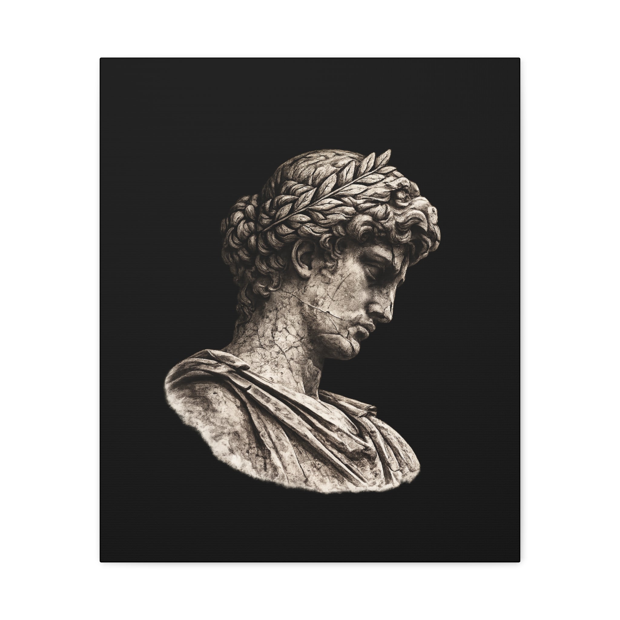 Classical Roman Bust Matte Canvas Wall Art — Stretched Gallery Canvas - Sculpted Heritage