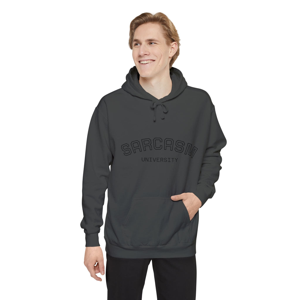 Sarcasm University Hoodie — Funny Collegiate Pullover - Sculpted Heritage