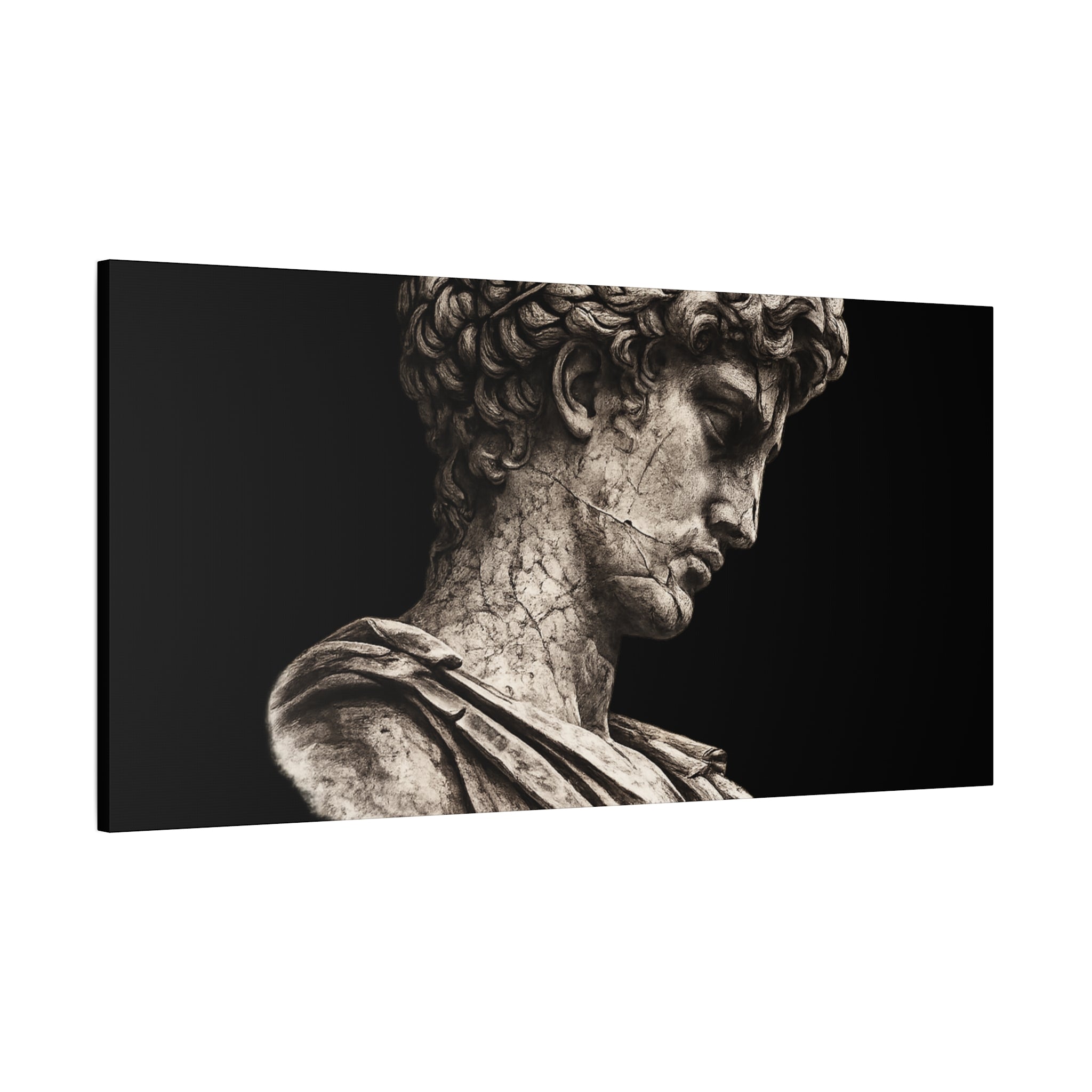 Classical Roman Bust Matte Canvas Wall Art — Stretched Gallery Canvas - Sculpted Heritage
