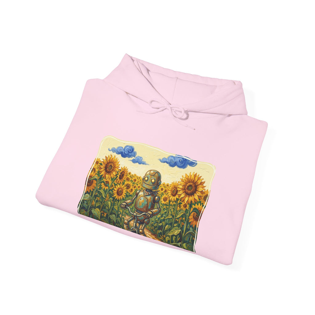 Heritage Hoodie — Vintage Robot in Sunflowers Graphic Sweatshirt - Sculpted Heritage