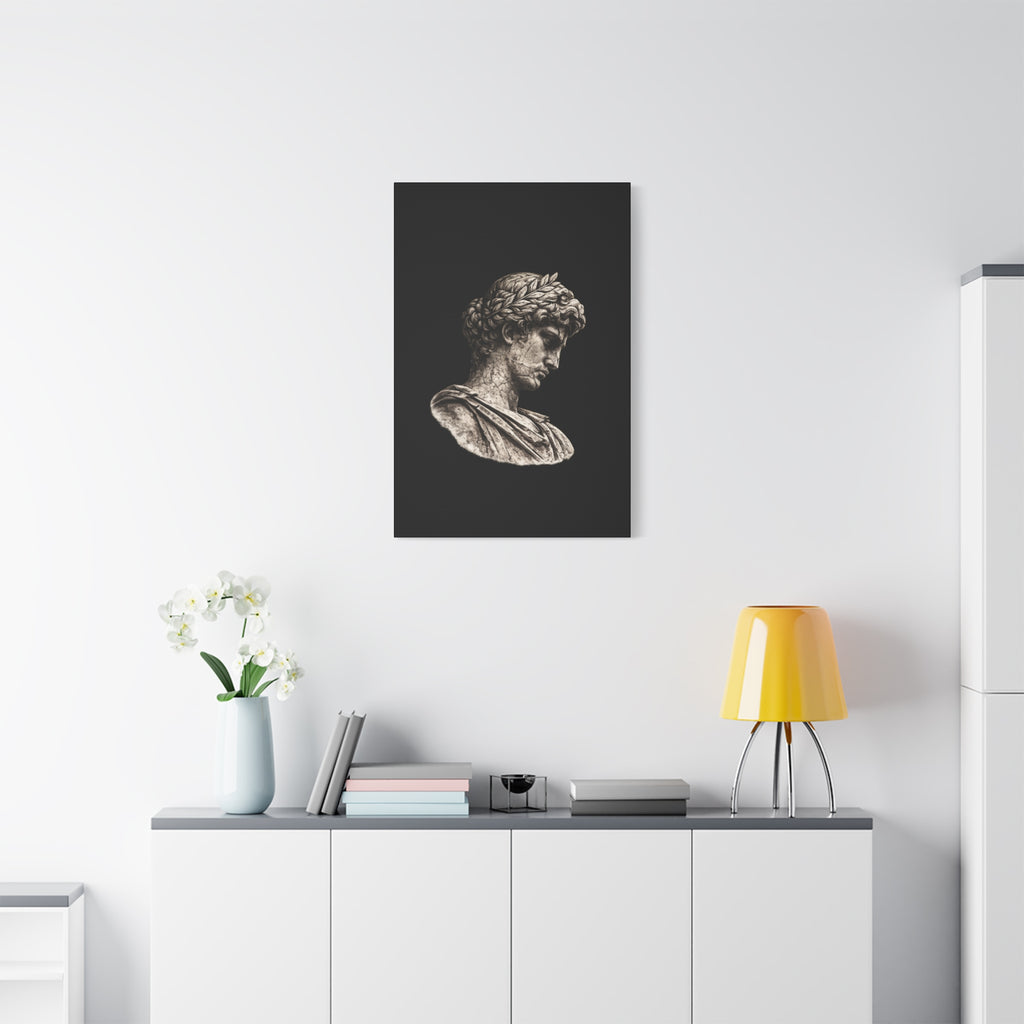 Classical Roman Bust Matte Canvas Wall Art — Stretched Gallery Canvas - Sculpted Heritage