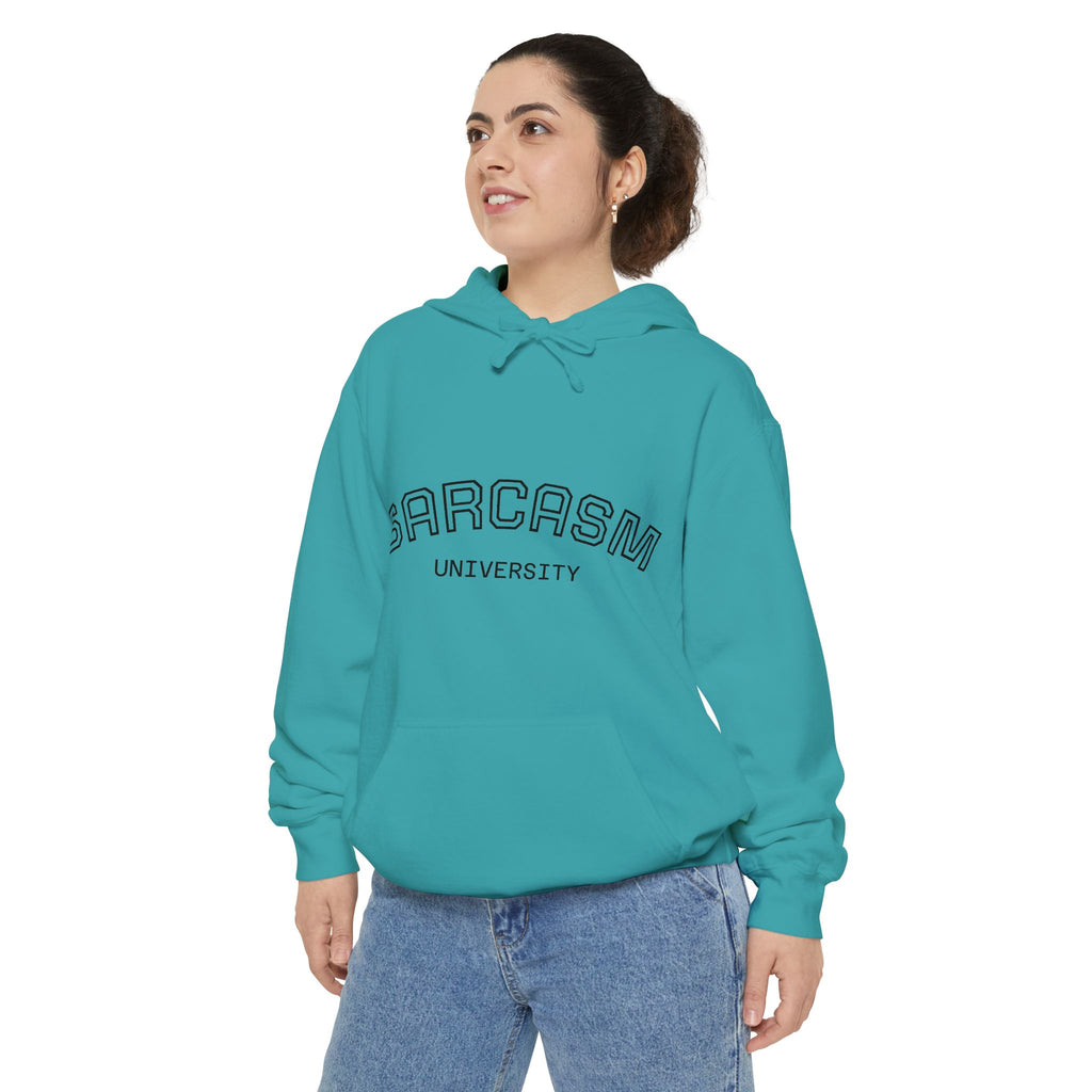 Sarcasm University Hoodie — Funny Collegiate Pullover - Sculpted Heritage